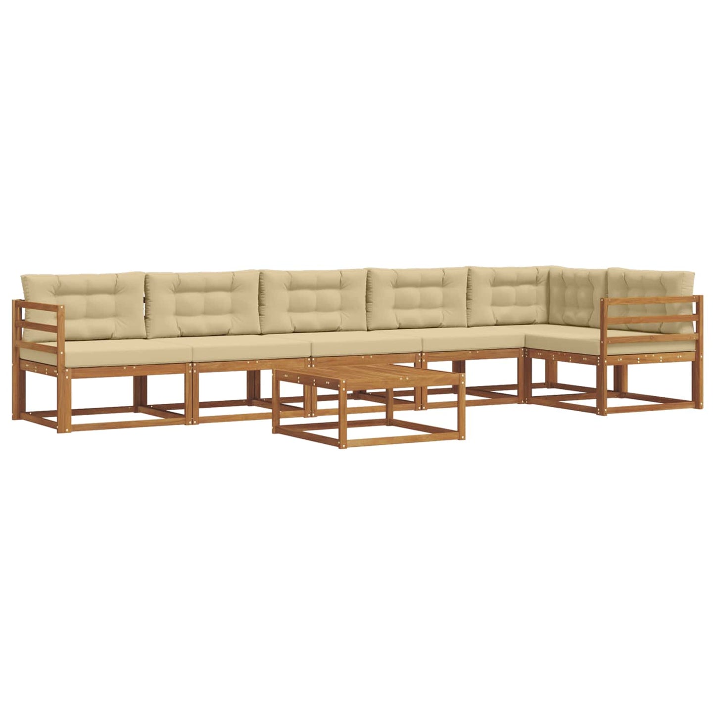 Outdoor-Sofagarnitur mit Kissen 7 pcs Natur und Beige