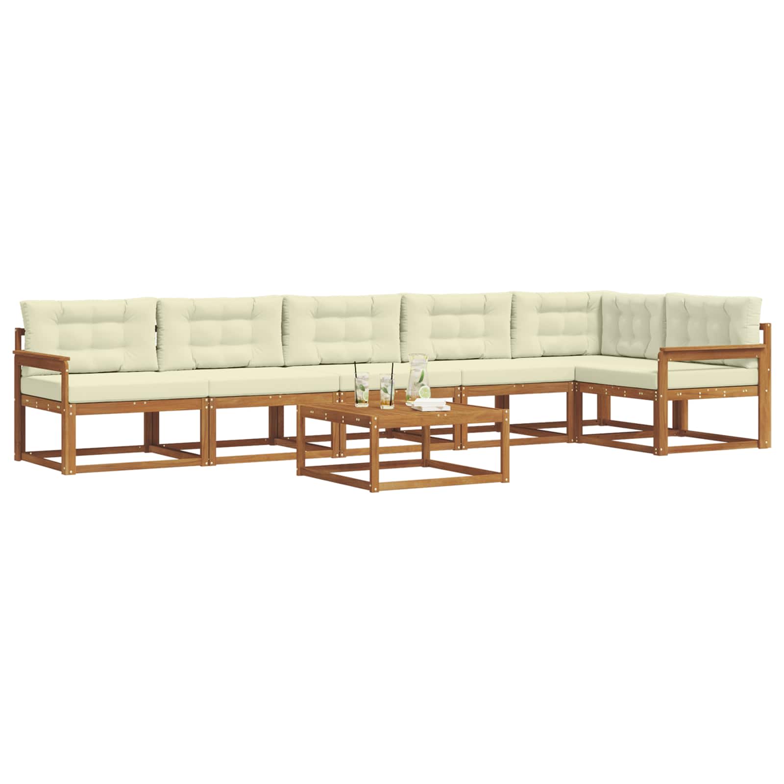 Outdoor-Sofagarnitur mit Kissen 7 pcs Natur und Creme