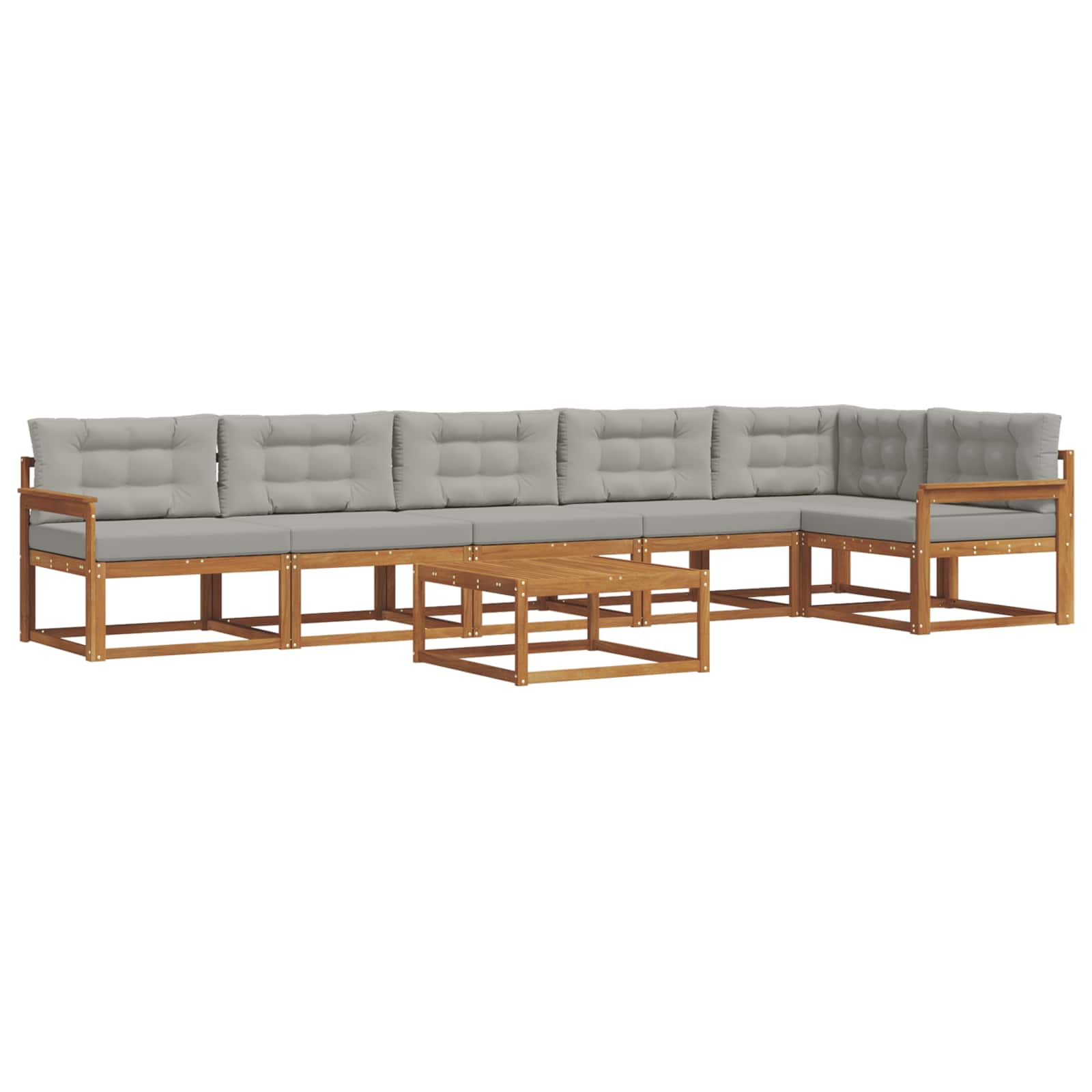 Outdoor-Sofagarnitur mit Kissen 7 pcs Natürlich und Hellgrau