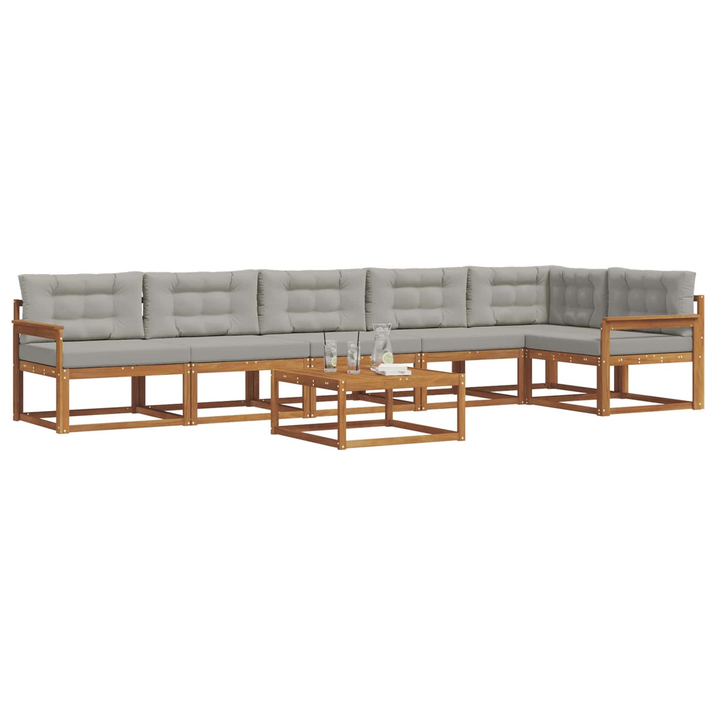 Outdoor-Sofagarnitur mit Kissen 7 pcs Natürlich und Hellgrau