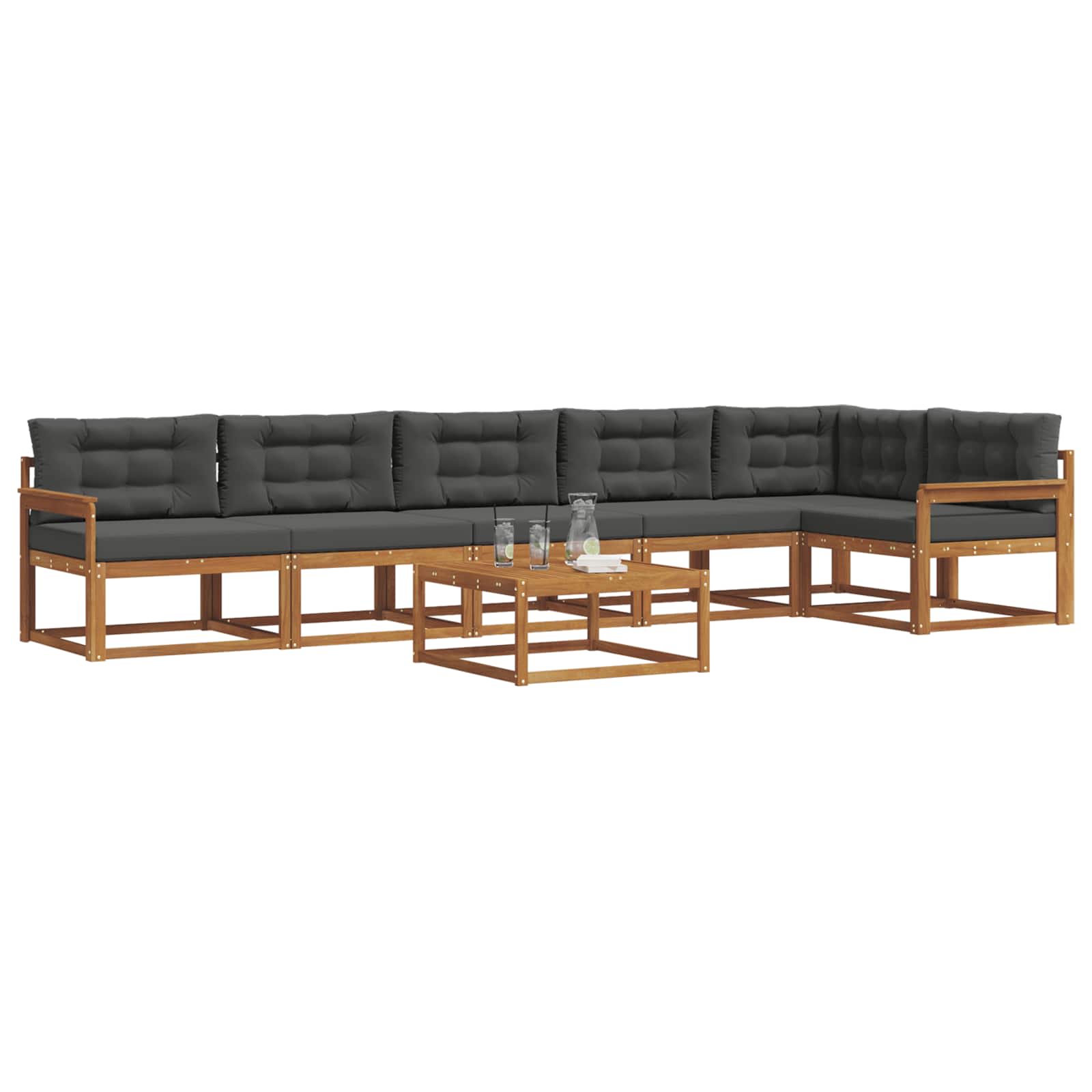 Outdoor-Sofagarnitur mit Kissen 7 pcs Natur und Anthrazit