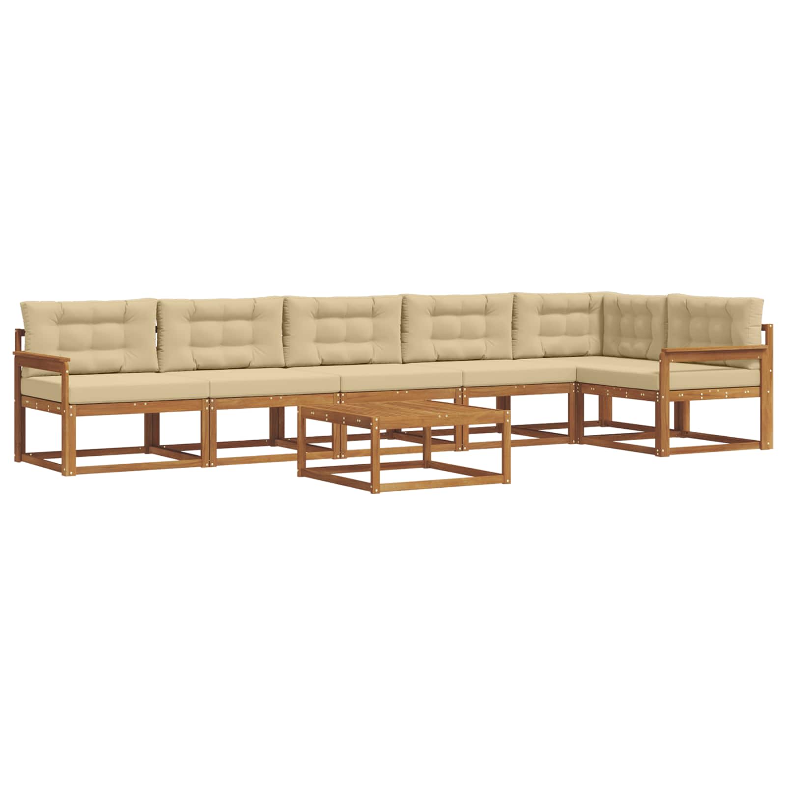 Outdoor-Sofagarnitur mit Kissen 7 pcs Natur und Beige