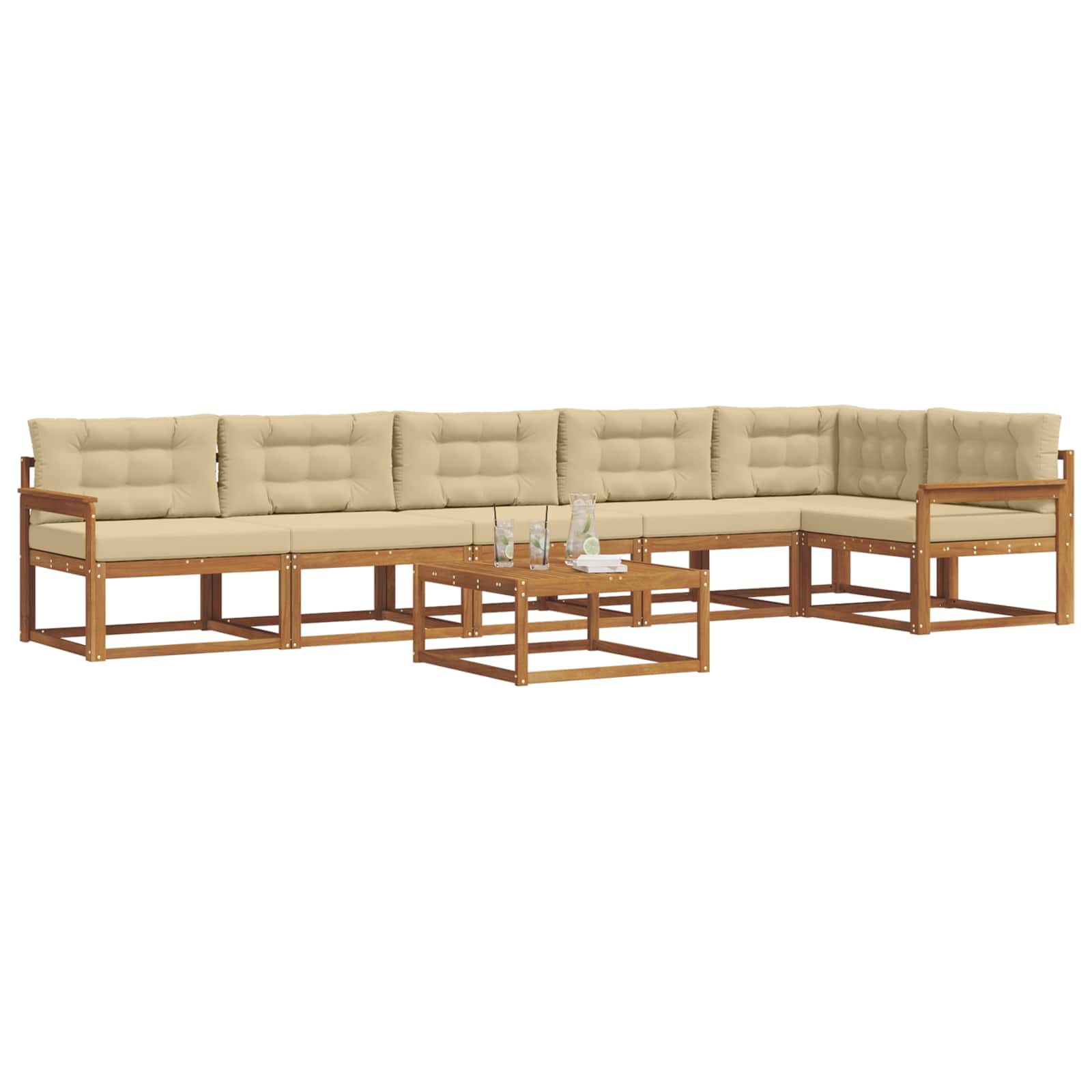Outdoor-Sofagarnitur mit Kissen 7 pcs Natur und Beige