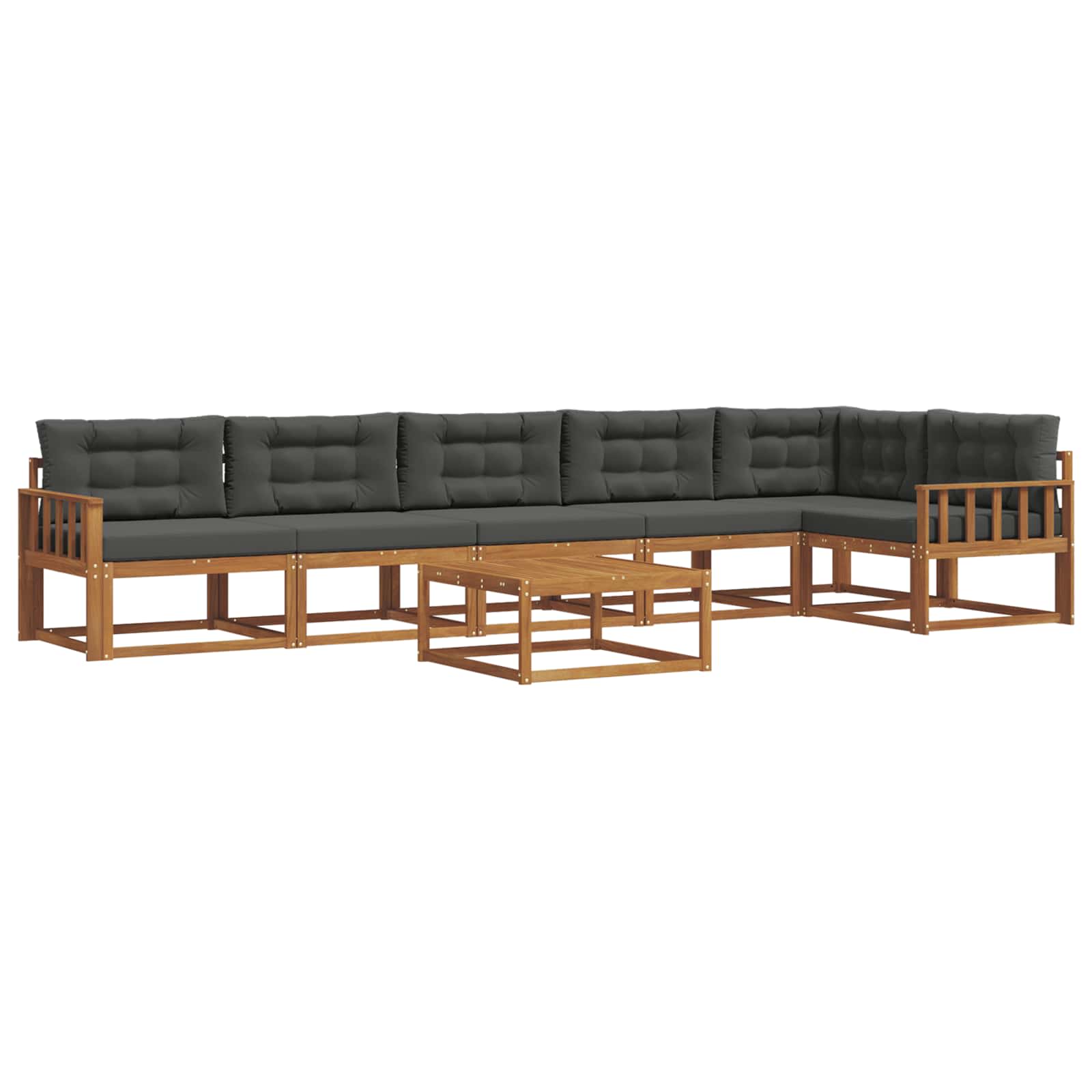 Outdoor-Sofagarnitur mit Kissen 7 pcs Natur und Anthrazit