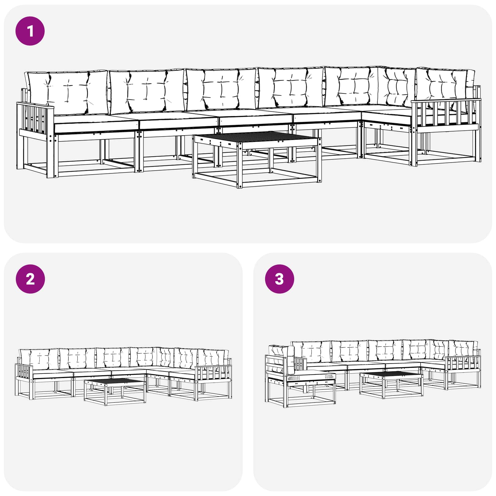 Outdoor-Sofagarnitur mit Kissen 7 pcs Natur und Beige