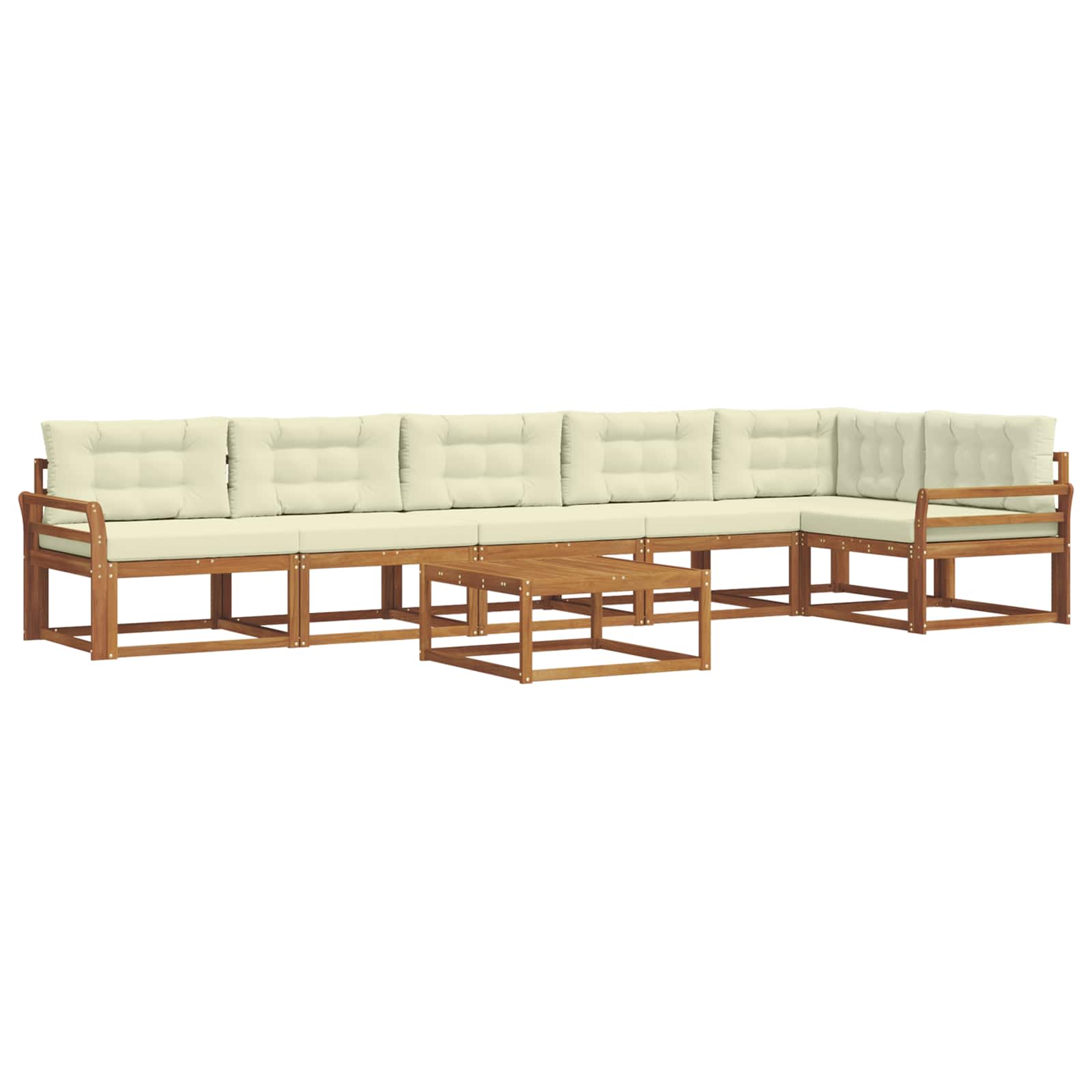 Outdoor-Sofagarnitur mit Kissen 7 pcs Natur und Creme
