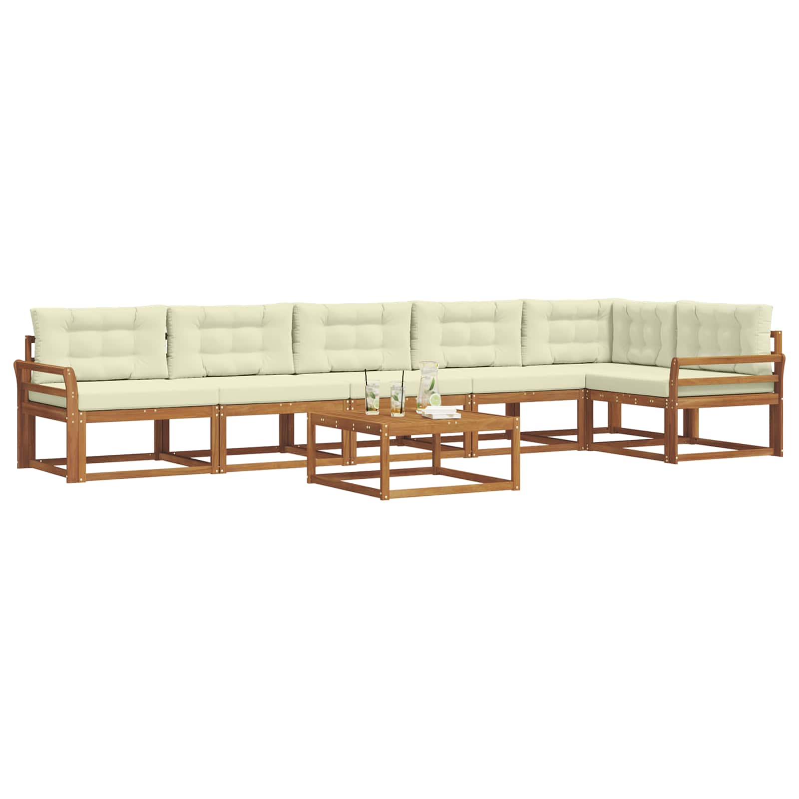 Outdoor-Sofagarnitur mit Kissen 7 pcs Natur und Creme