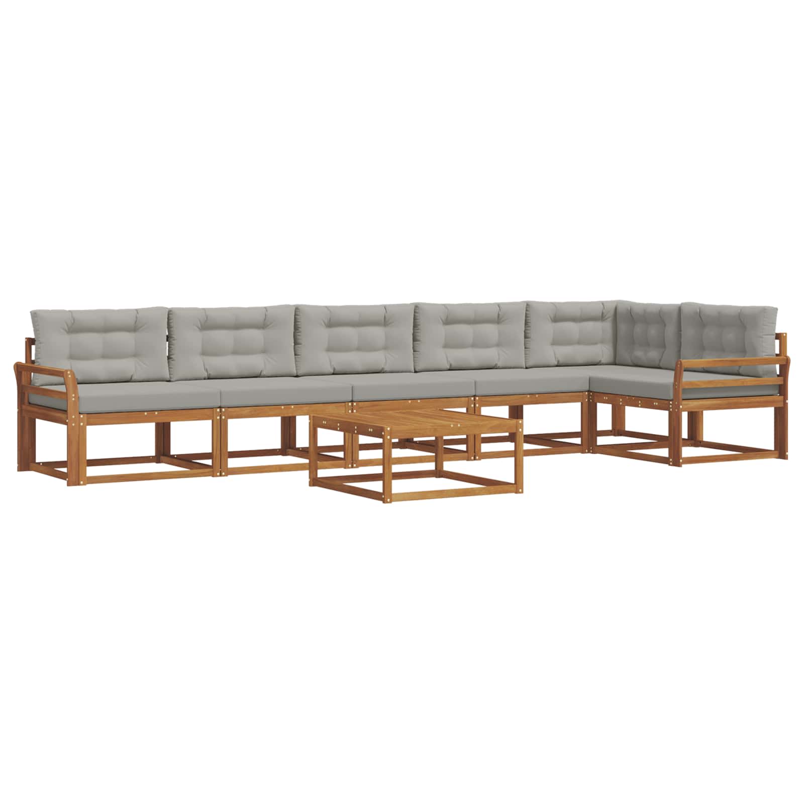 Outdoor-Sofagarnitur mit Kissen 7 pcs Natürlich und Hellgrau