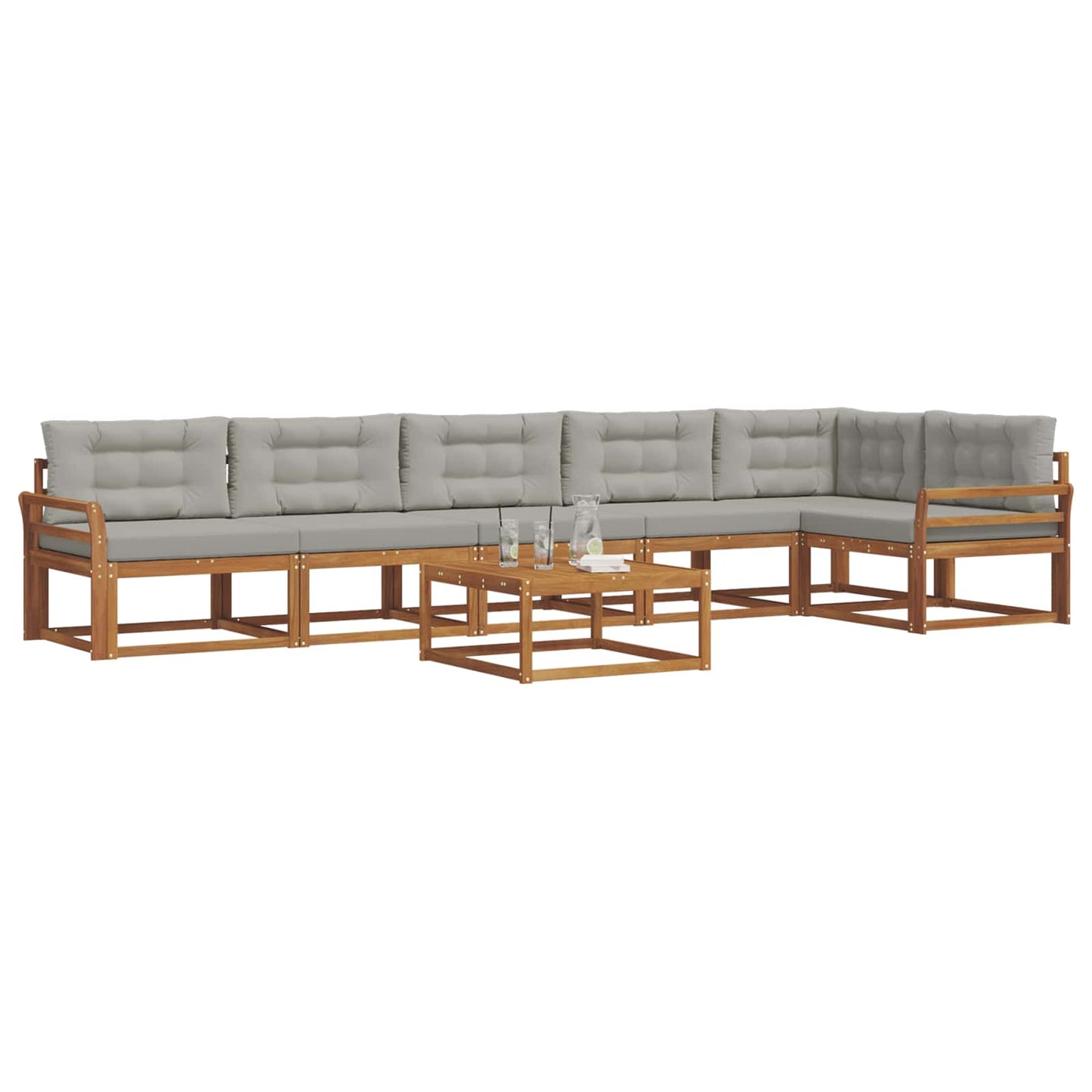 Outdoor-Sofagarnitur mit Kissen 7 pcs Natürlich und Hellgrau