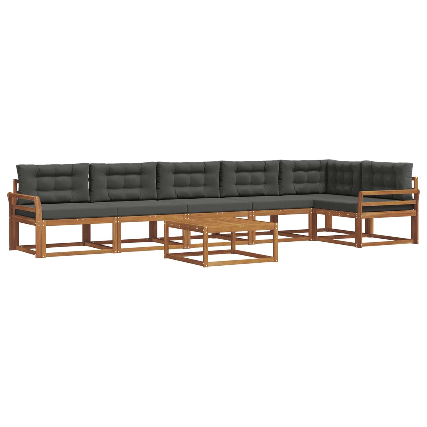 Outdoor-Sofagarnitur mit Kissen 7 pcs Natur und Anthrazit