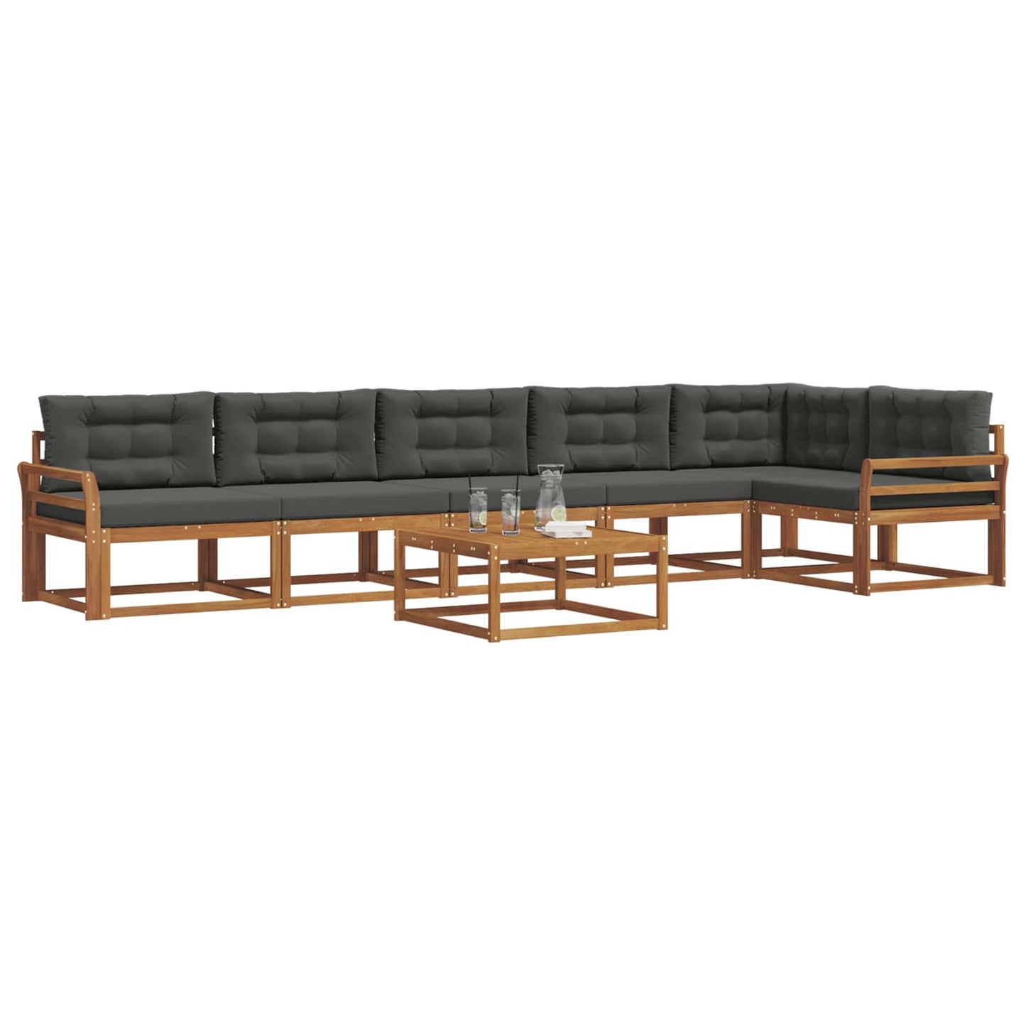 Outdoor-Sofagarnitur mit Kissen 7 pcs Natur und Anthrazit