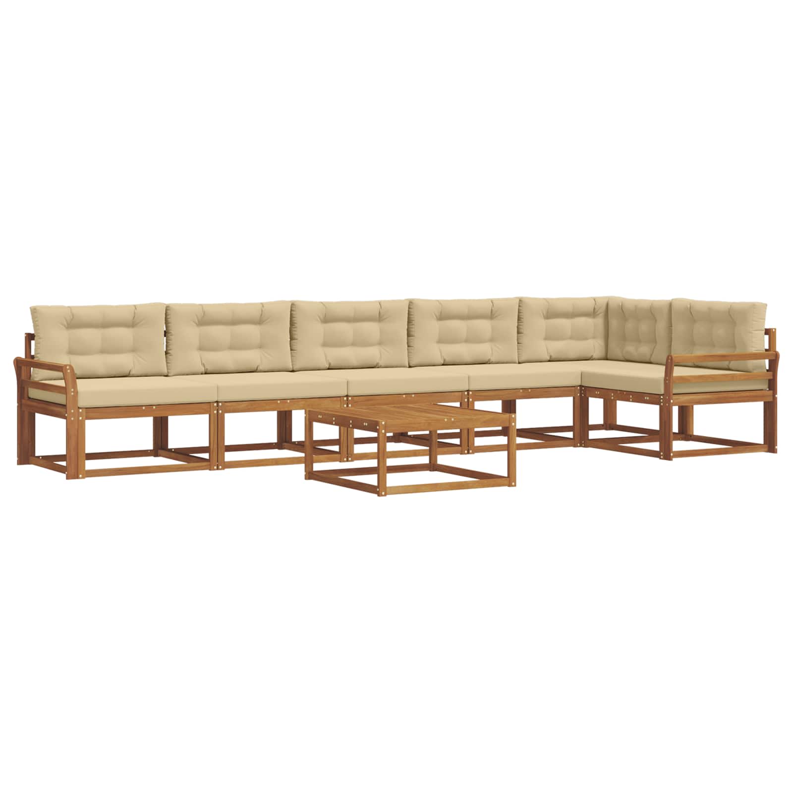 Outdoor-Sofagarnitur mit Kissen 7 pcs Natur und Beige