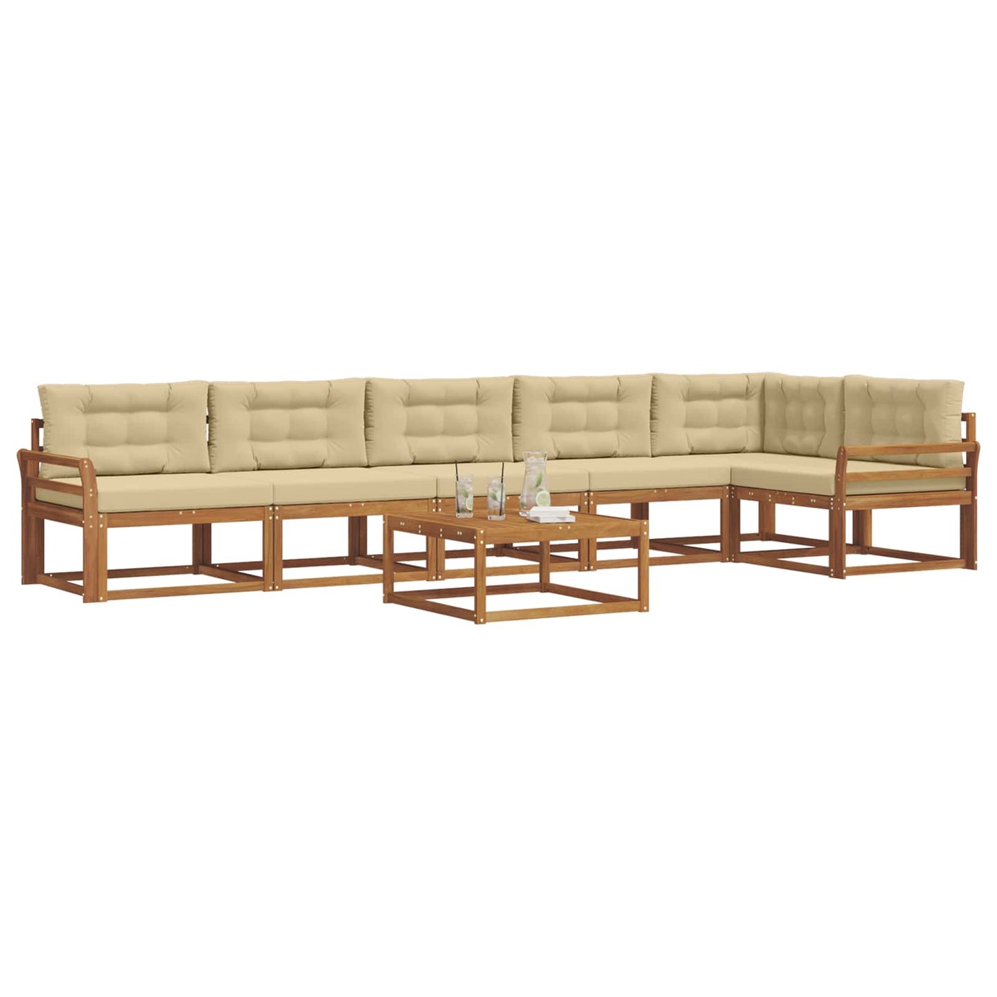 Outdoor-Sofagarnitur mit Kissen 7 pcs Natur und Beige
