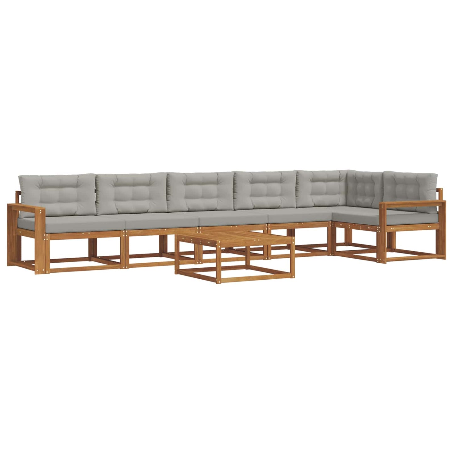 Outdoor-Sofagarnitur mit Kissen 7 pcs Natürlich und Hellgrau