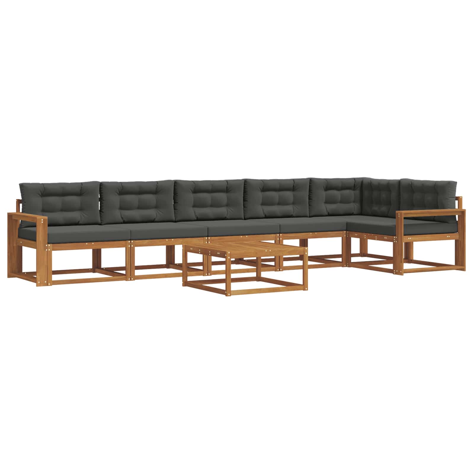 Outdoor-Sofagarnitur mit Kissen 7 pcs Natur und Anthrazit