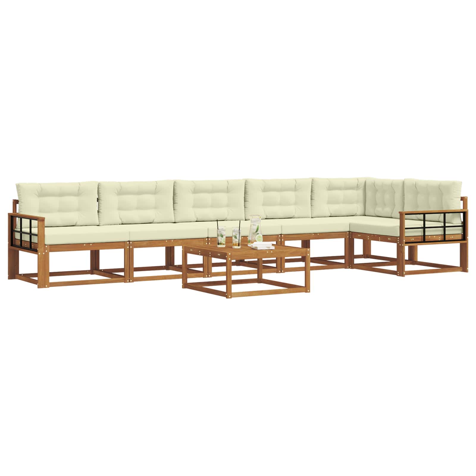 Outdoor-Sofagarnitur mit Kissen 7 pcs Natur und Creme
