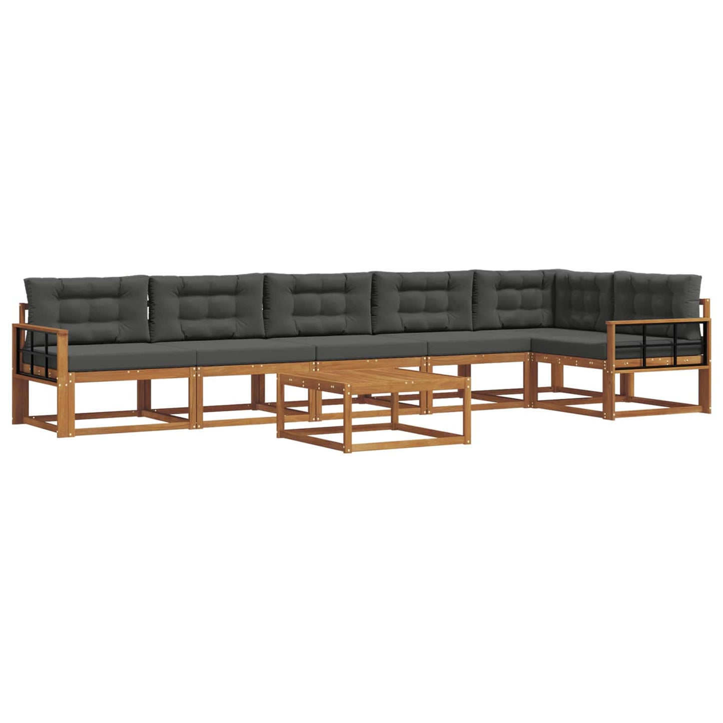 Outdoor-Sofagarnitur mit Kissen 7 pcs Natur und Anthrazit