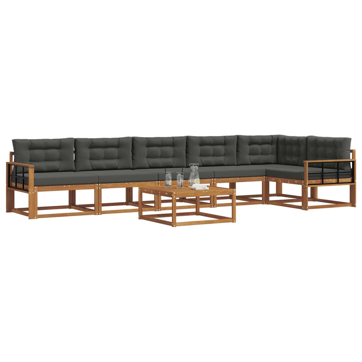 Outdoor-Sofagarnitur mit Kissen 7 pcs Natur und Anthrazit