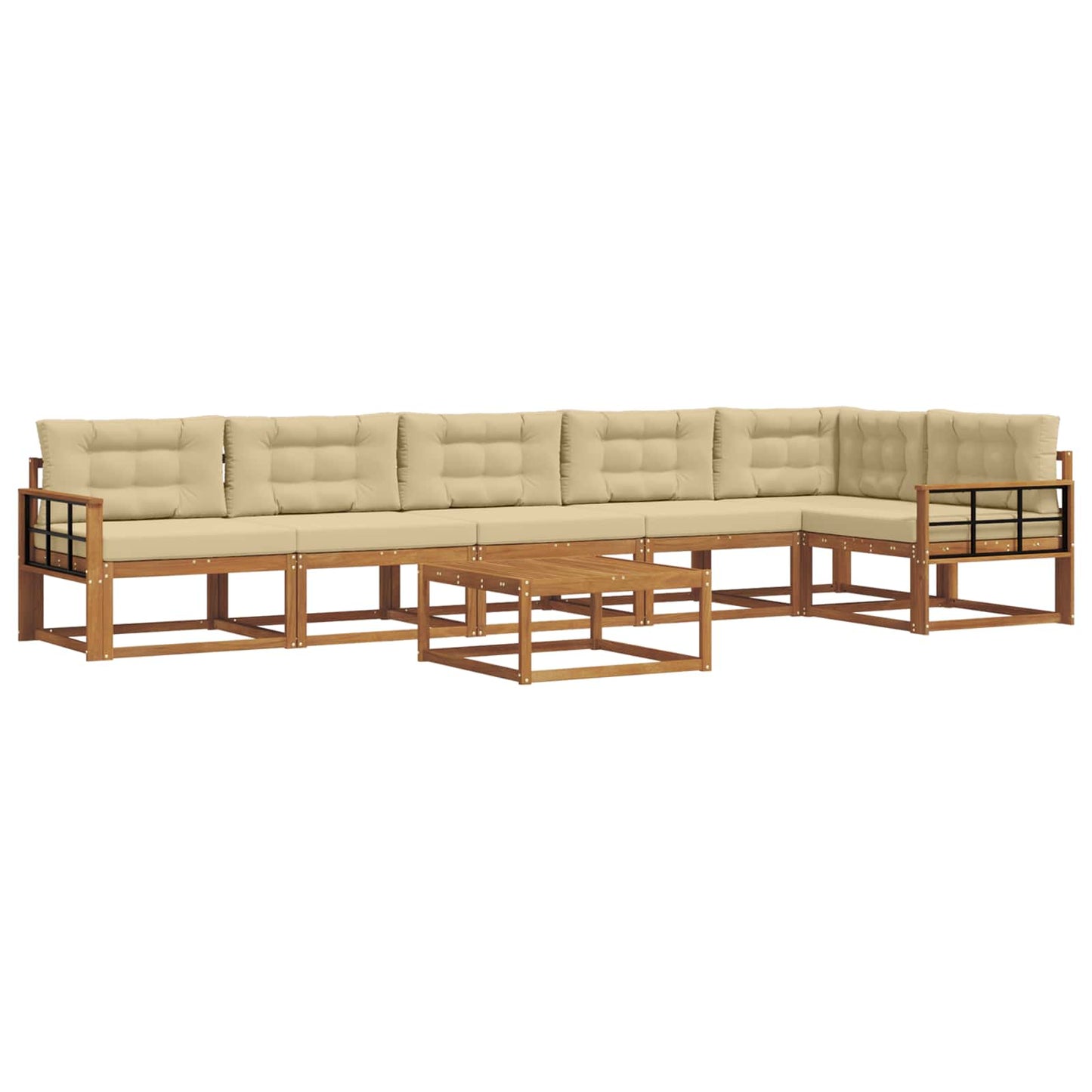 Outdoor-Sofagarnitur mit Kissen 7 pcs Natur und Beige
