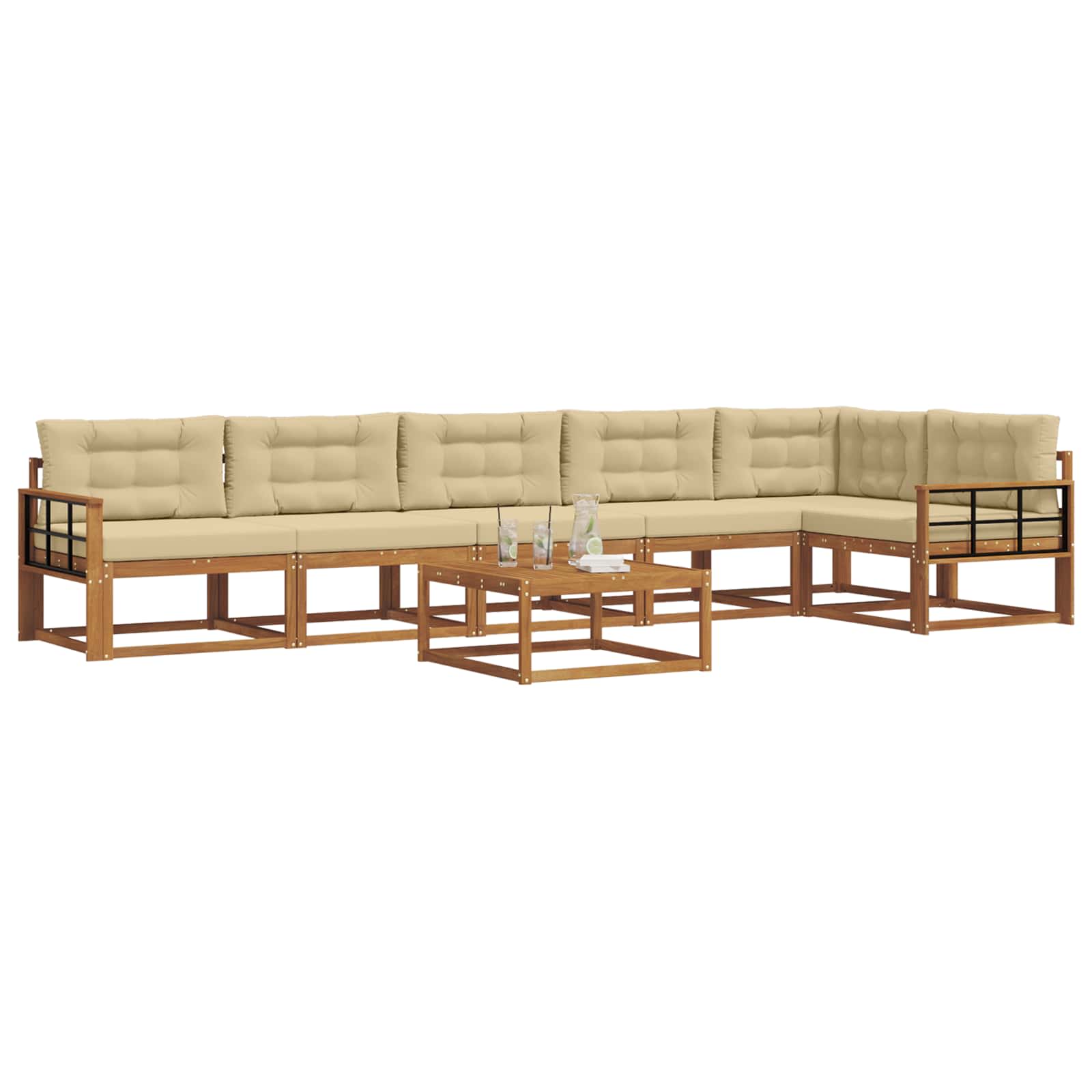 Outdoor-Sofagarnitur mit Kissen 7 pcs Natur und Beige