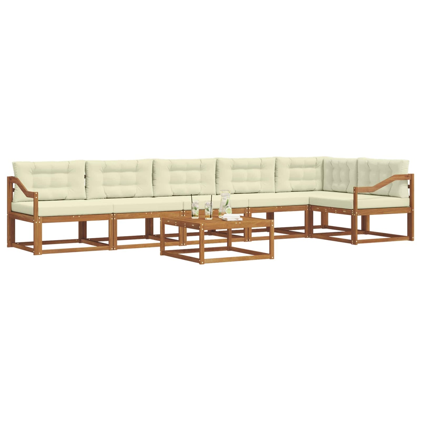Outdoor-Sofagarnitur mit Kissen 7 pcs Natur und Creme