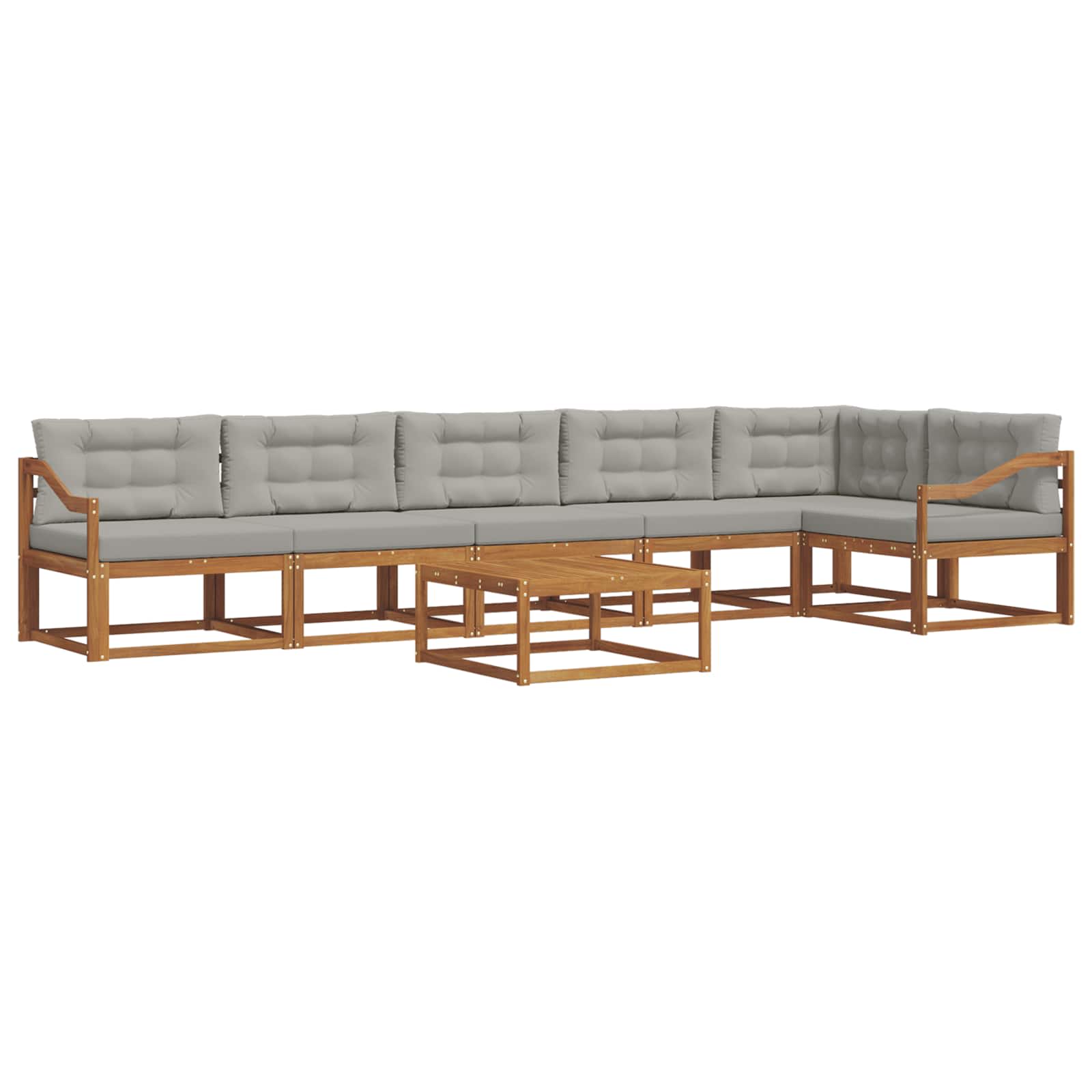 Outdoor-Sofagarnitur mit Kissen 7 pcs Natürlich und Hellgrau