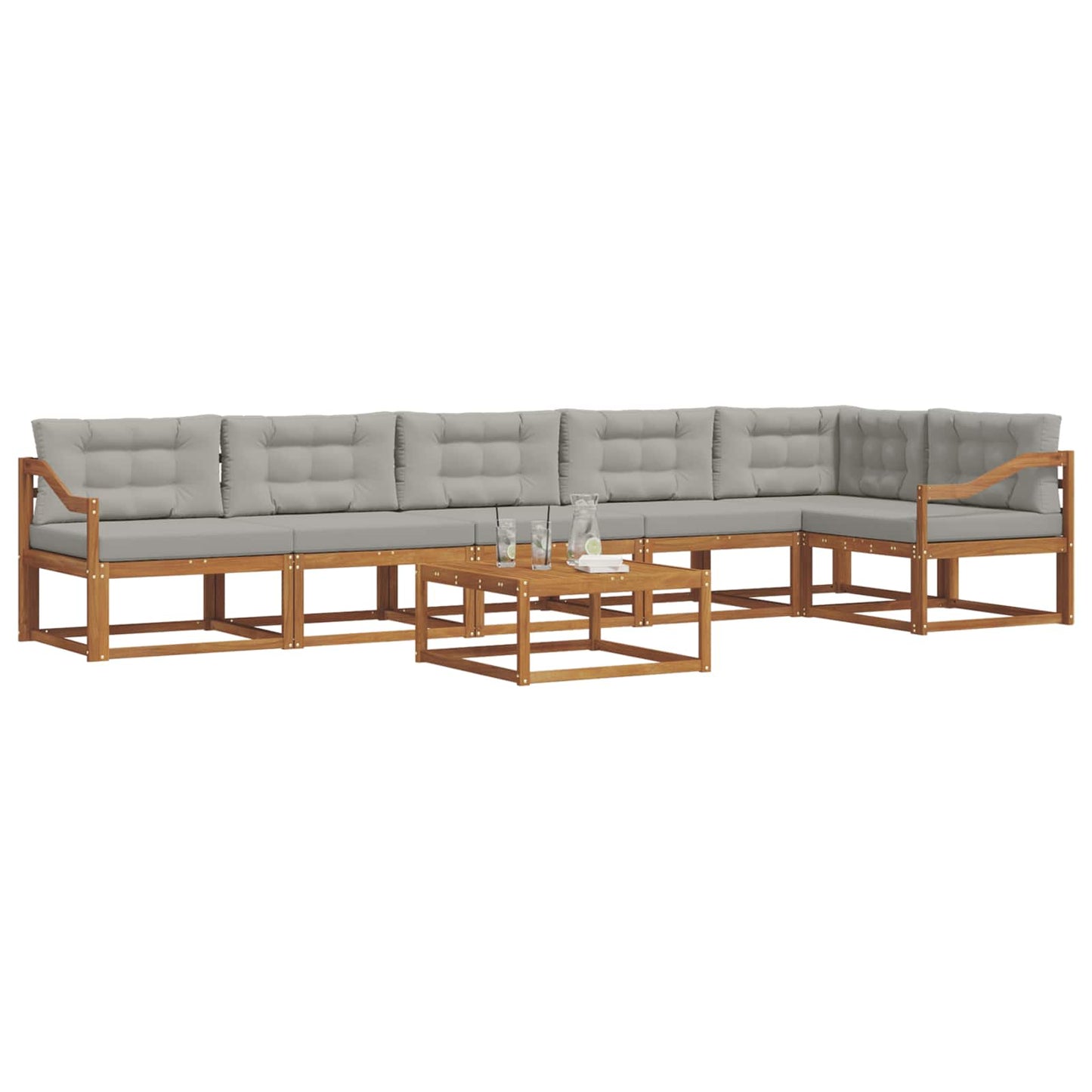 Outdoor-Sofagarnitur mit Kissen 7 pcs Natürlich und Hellgrau