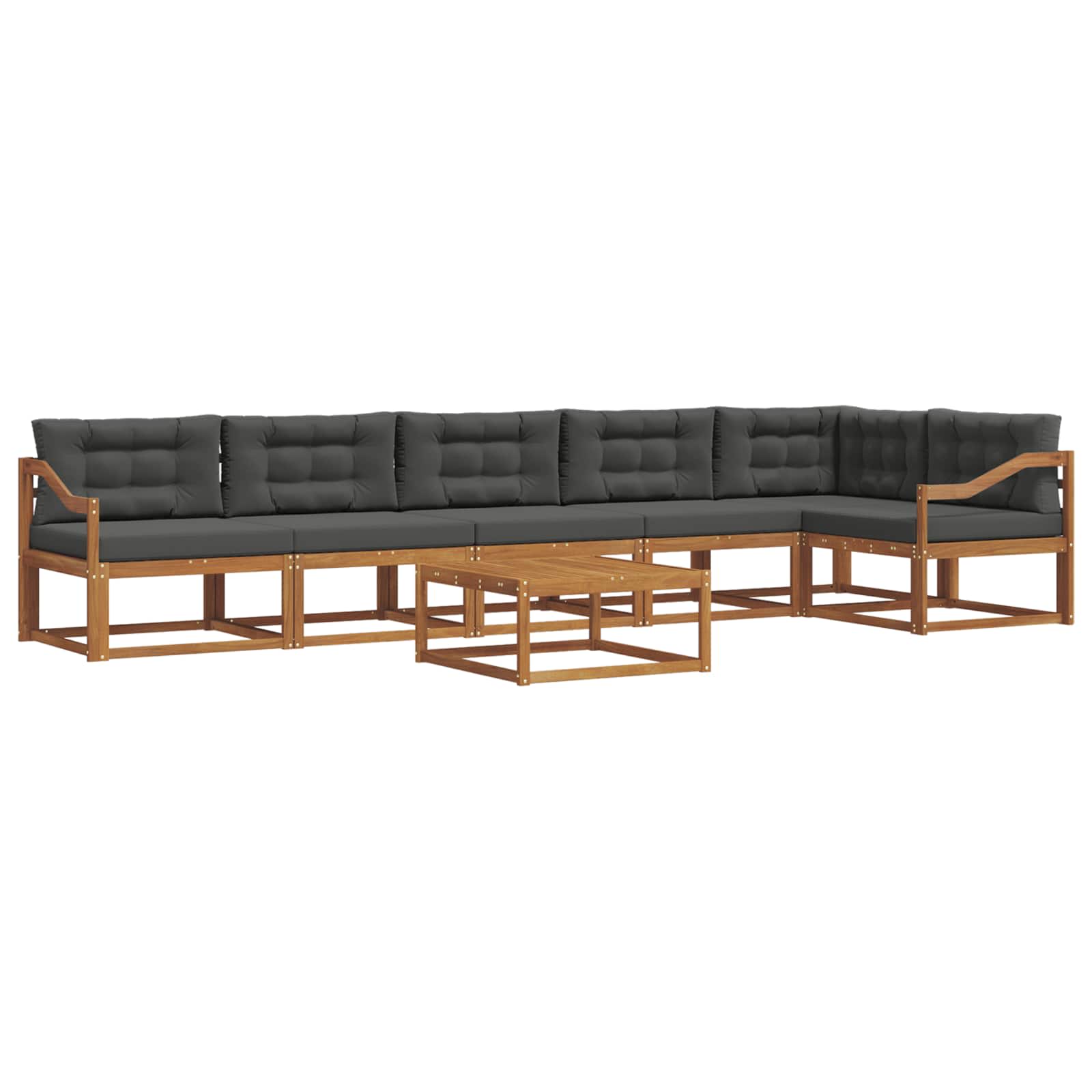 Outdoor-Sofagarnitur mit Kissen 7 pcs Natur und Anthrazit