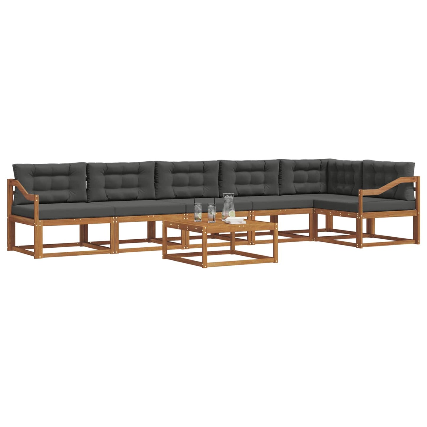 Outdoor-Sofagarnitur mit Kissen 7 pcs Natur und Anthrazit