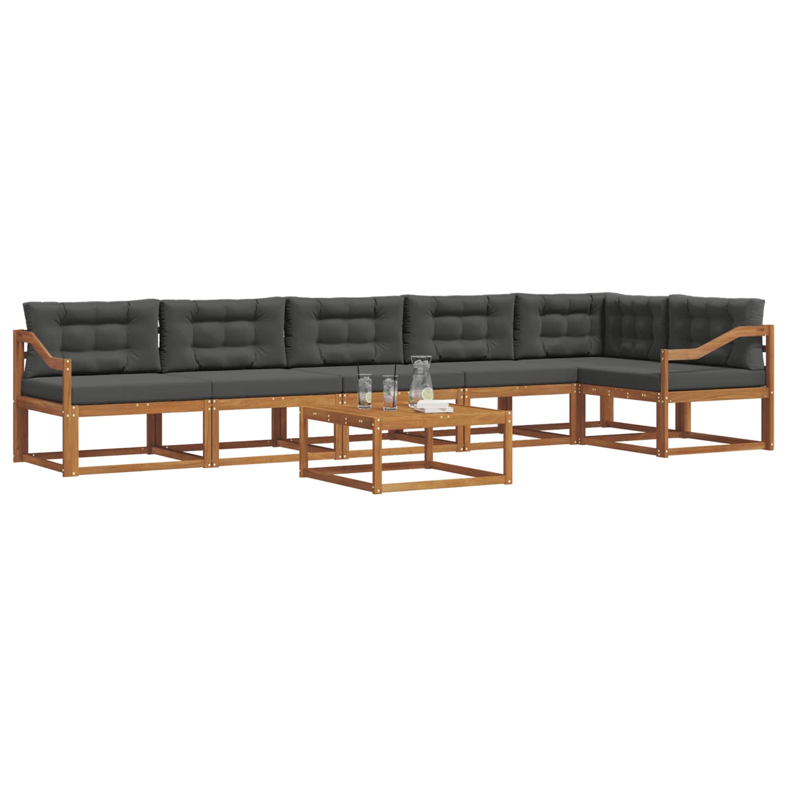 Outdoor-Sofagarnitur mit Kissen 7 pcs Natur und Anthrazit