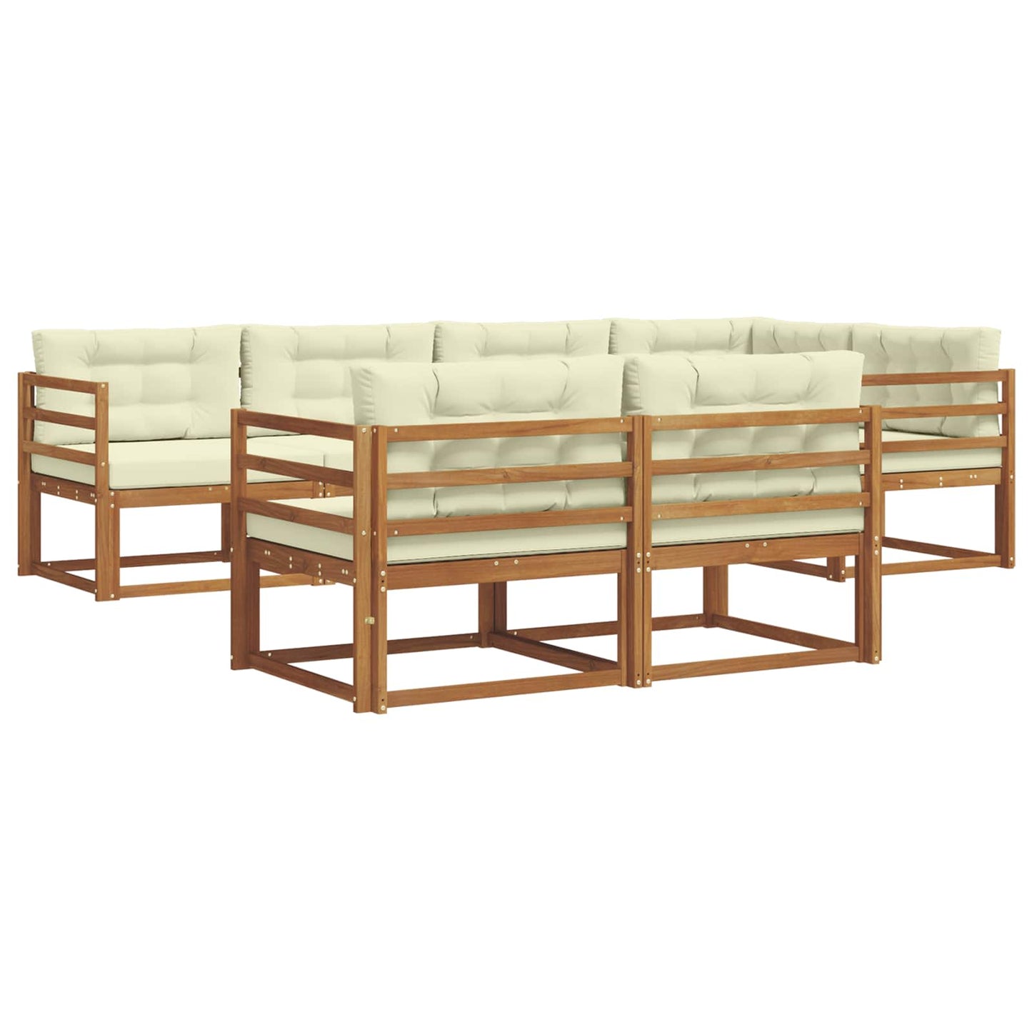 Outdoor-Sofagarnitur mit Kissen 7 pcs Natur und Creme