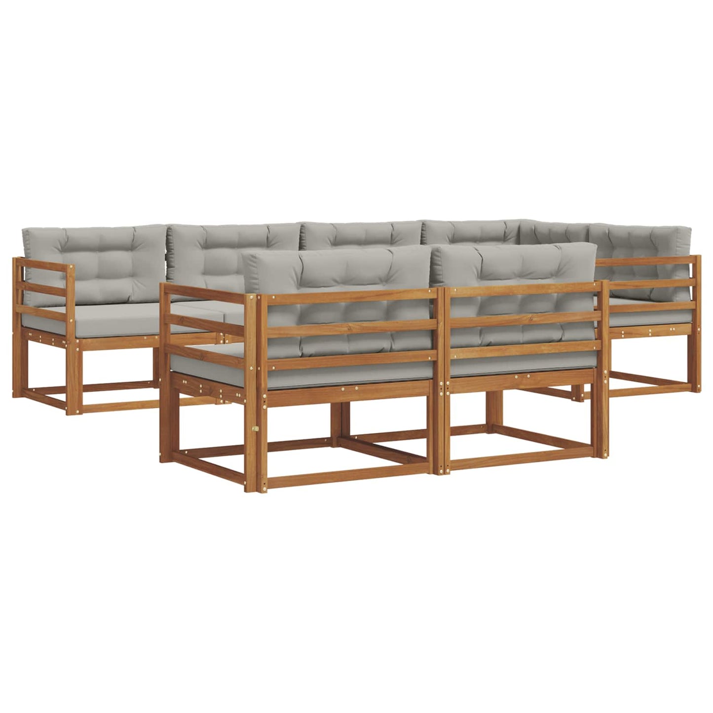 Outdoor-Sofagarnitur mit Kissen 7 pcs Natürlich und Hellgrau