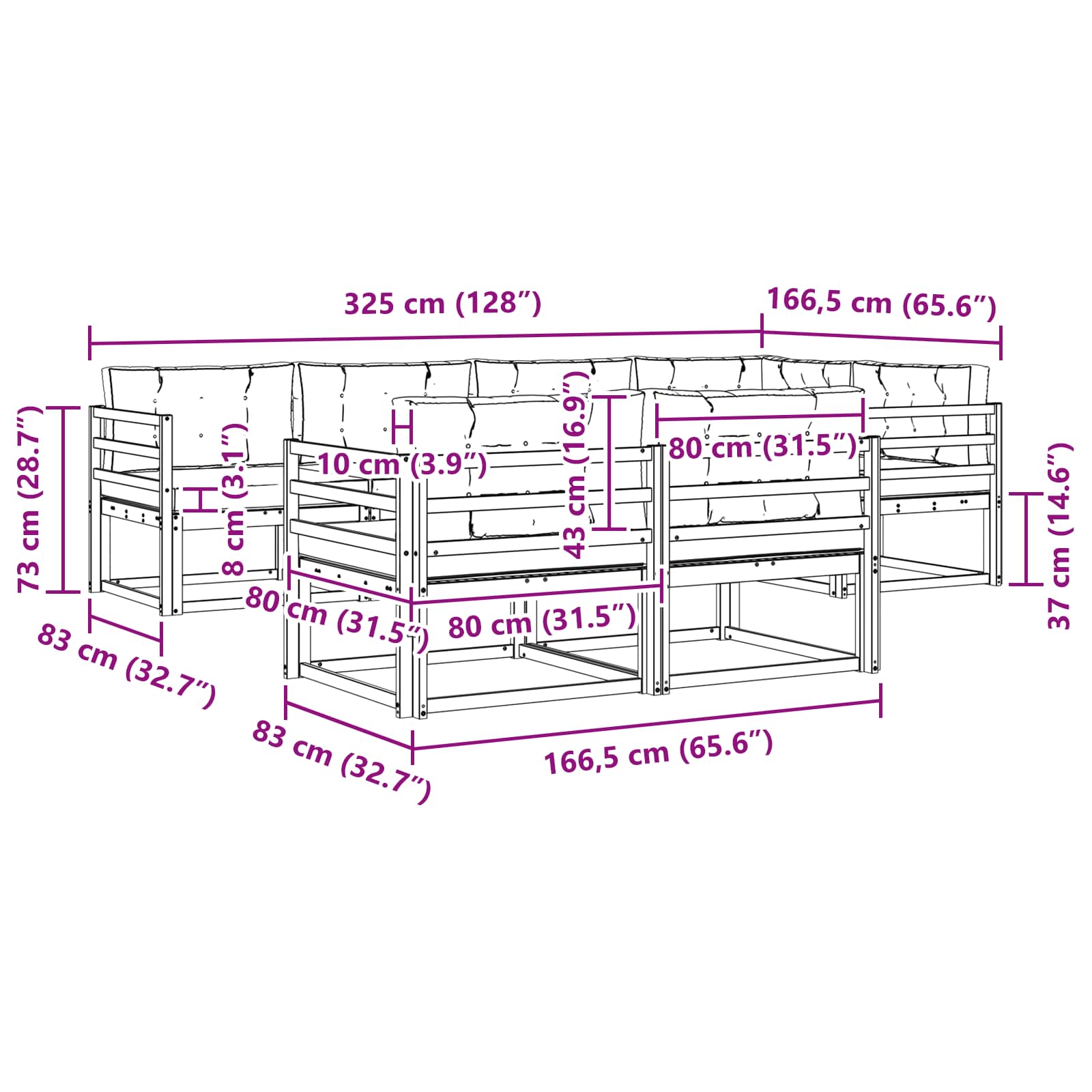 Outdoor-Sofagarnitur 8 stk. Natur und Anthrazit