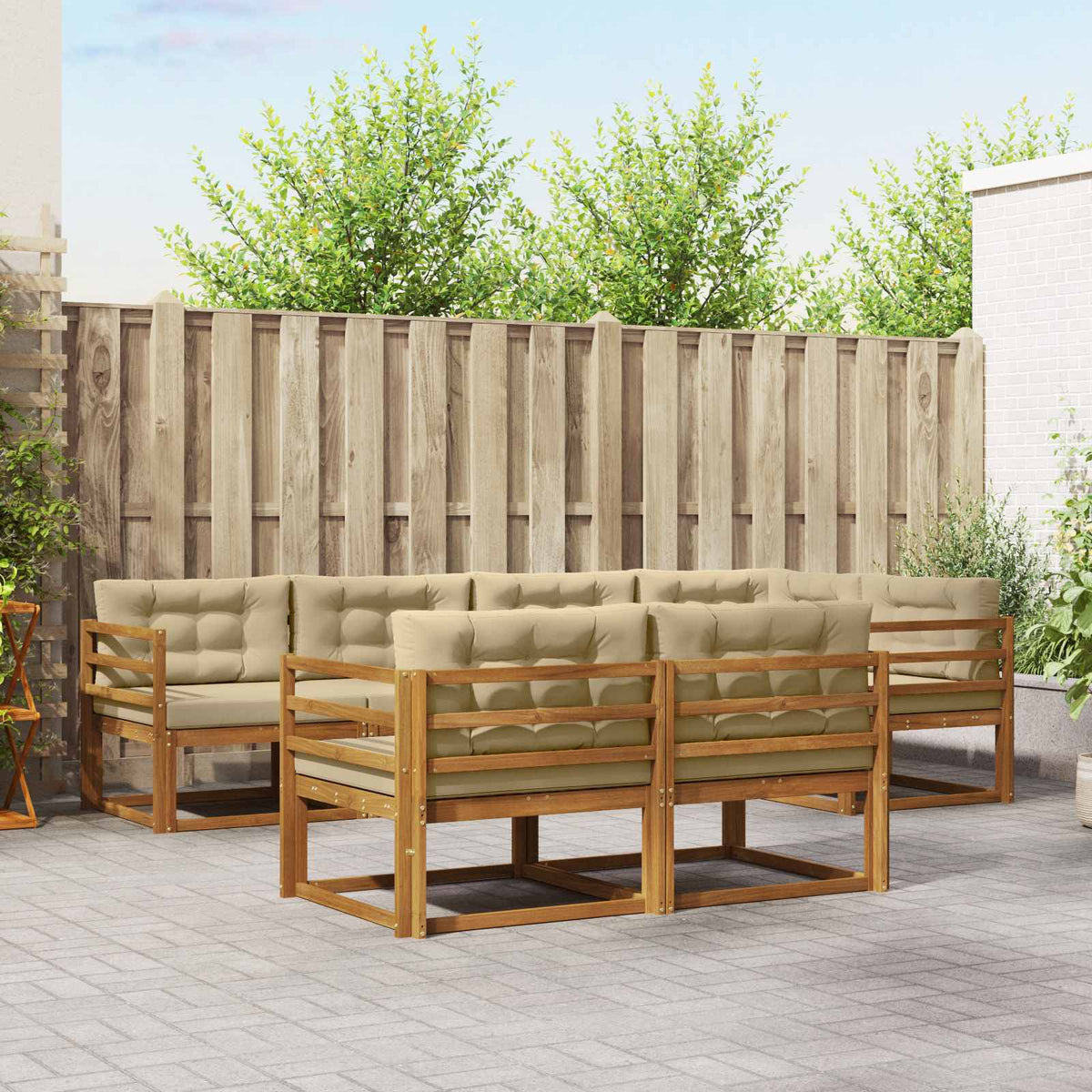 Outdoor-Sofagarnitur 8 stk. Natur und Beige
