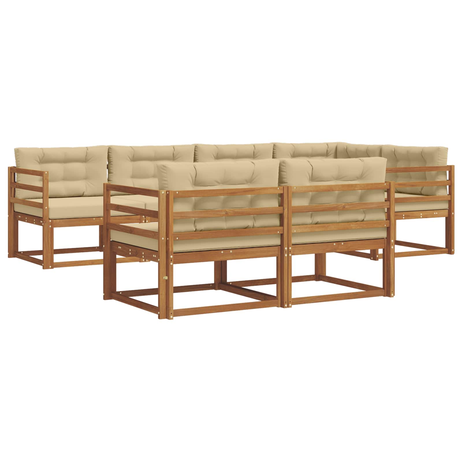 Outdoor-Sofagarnitur mit Kissen 7 pcs Natur und Beige