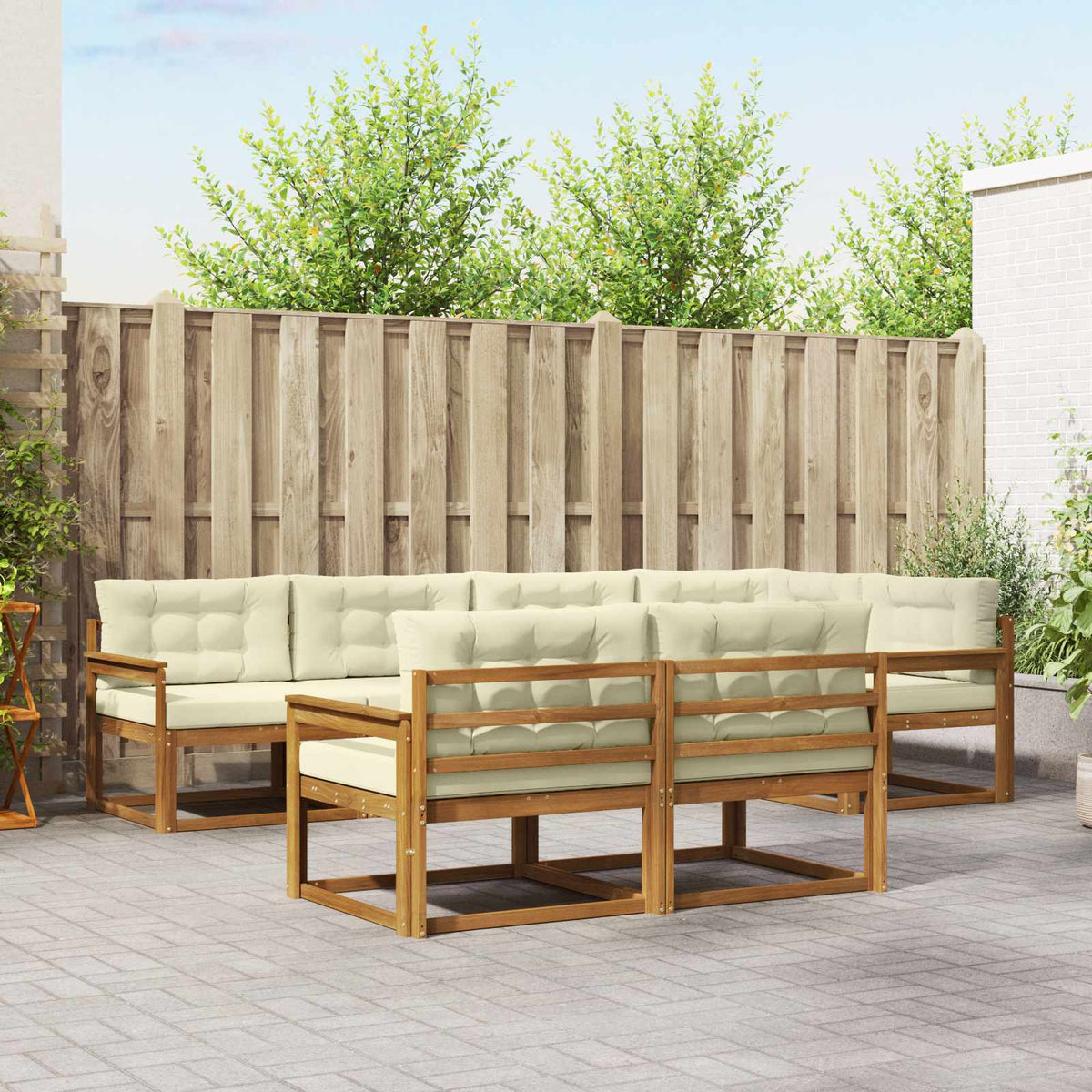 Outdoor-Sofagarnitur 8 stk. Natur und Creme