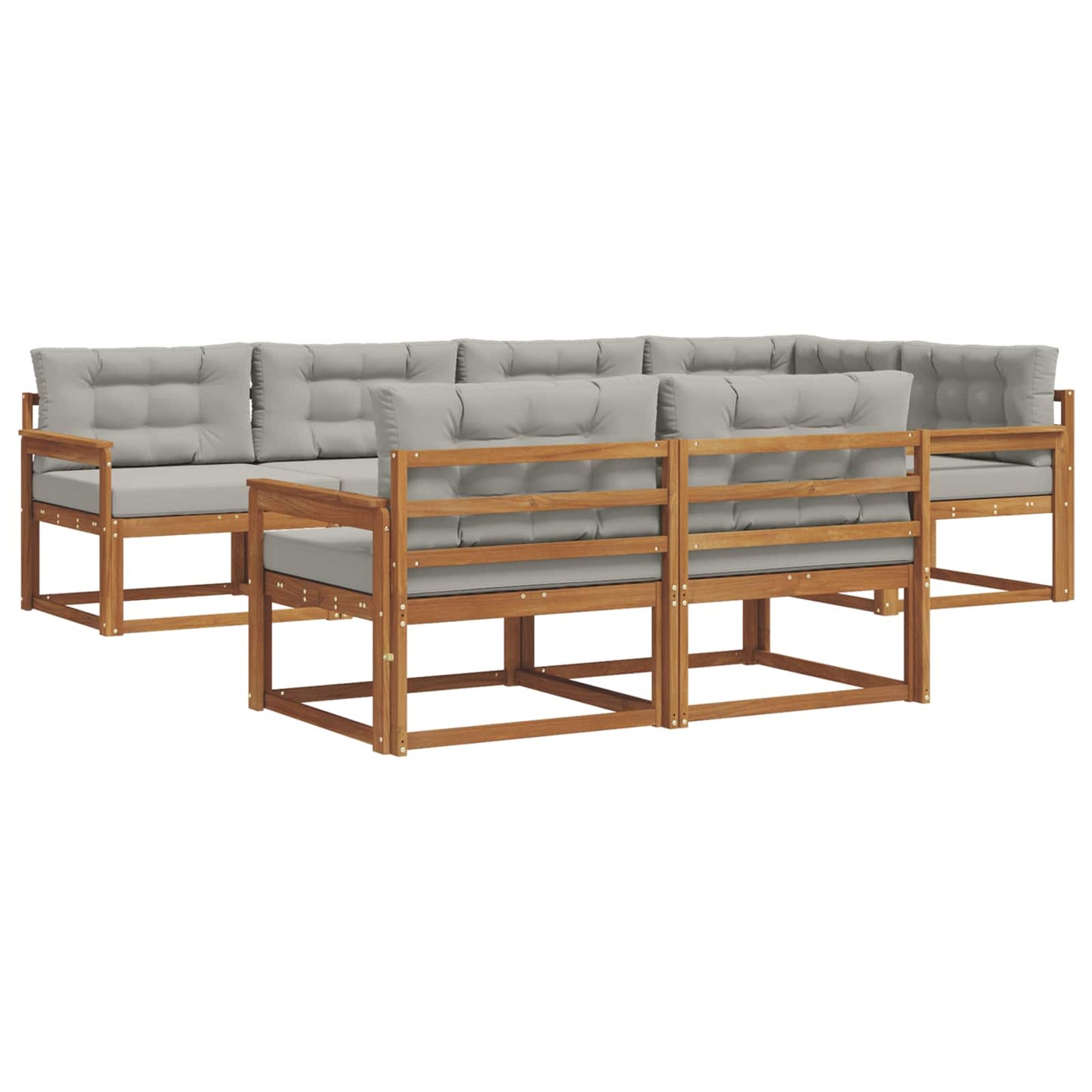 Outdoor-Sofagarnitur mit Kissen 7 pcs Natürlich und Hellgrau