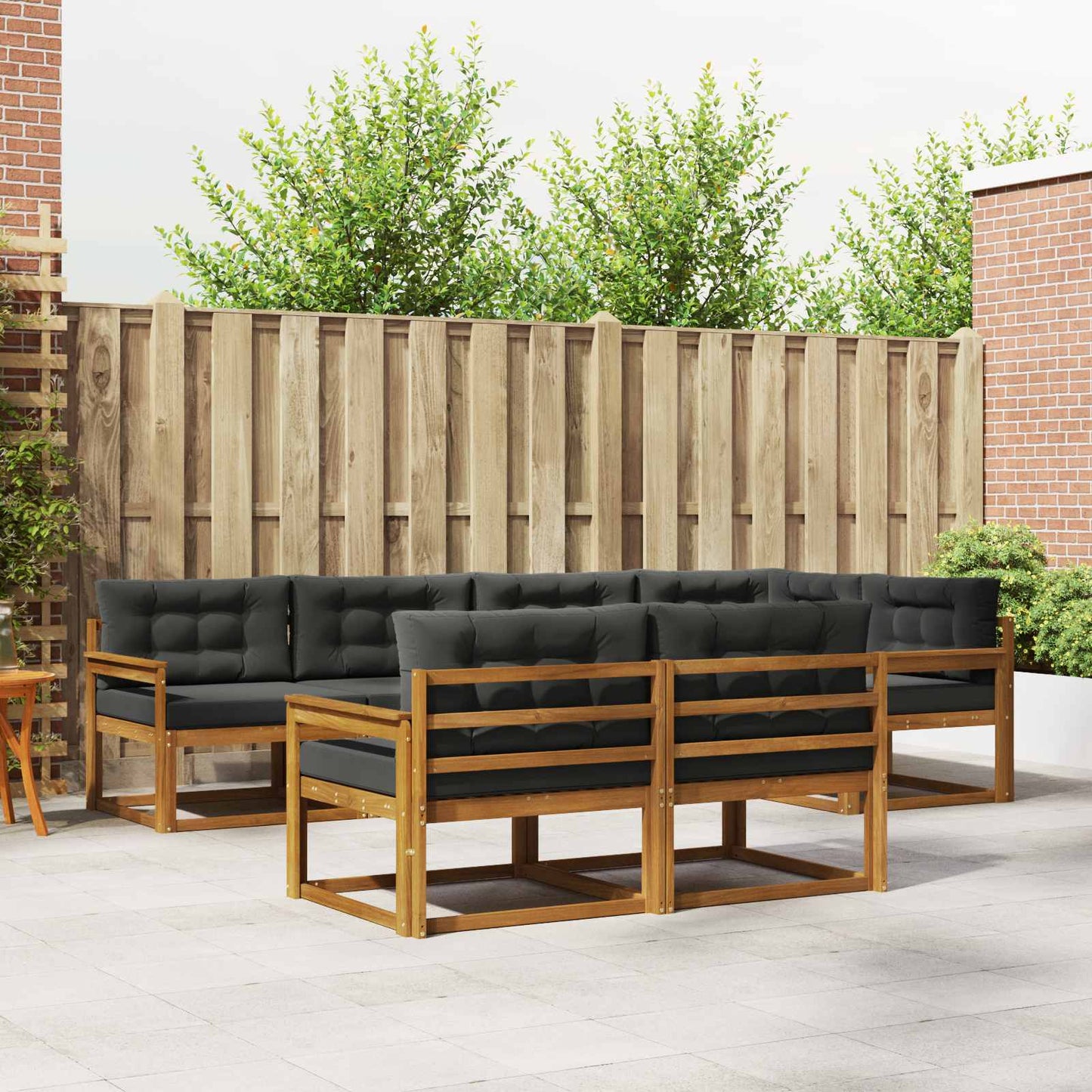 Outdoor-Sofagarnitur 8 stk. Natur und Anthrazit