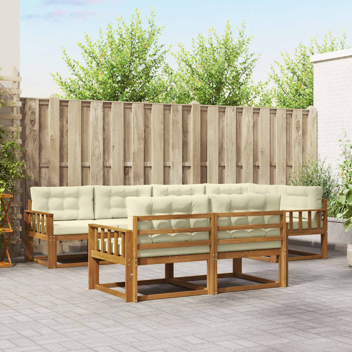 Outdoor-Sofagarnitur 8 stk. Natur und Creme