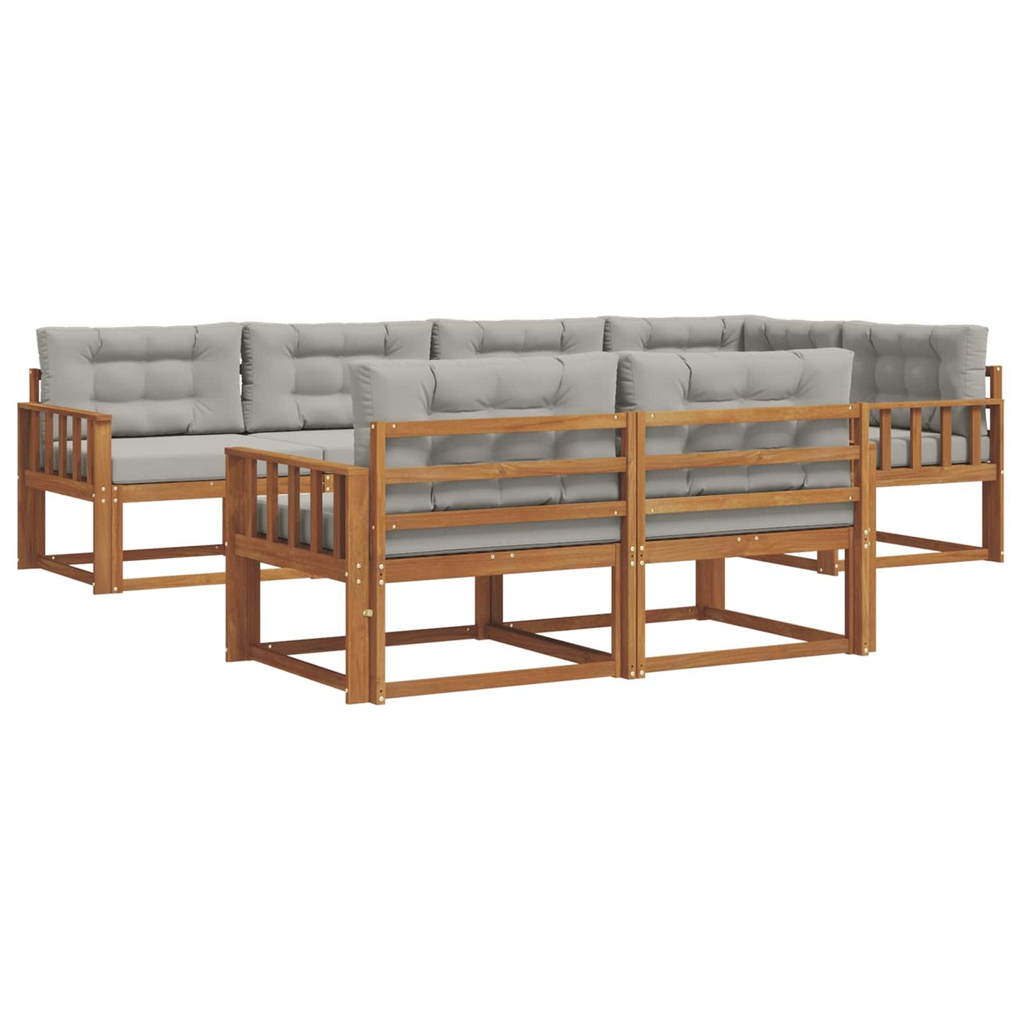 Outdoor-Sofagarnitur mit Kissen 7 pcs Natürlich und Hellgrau