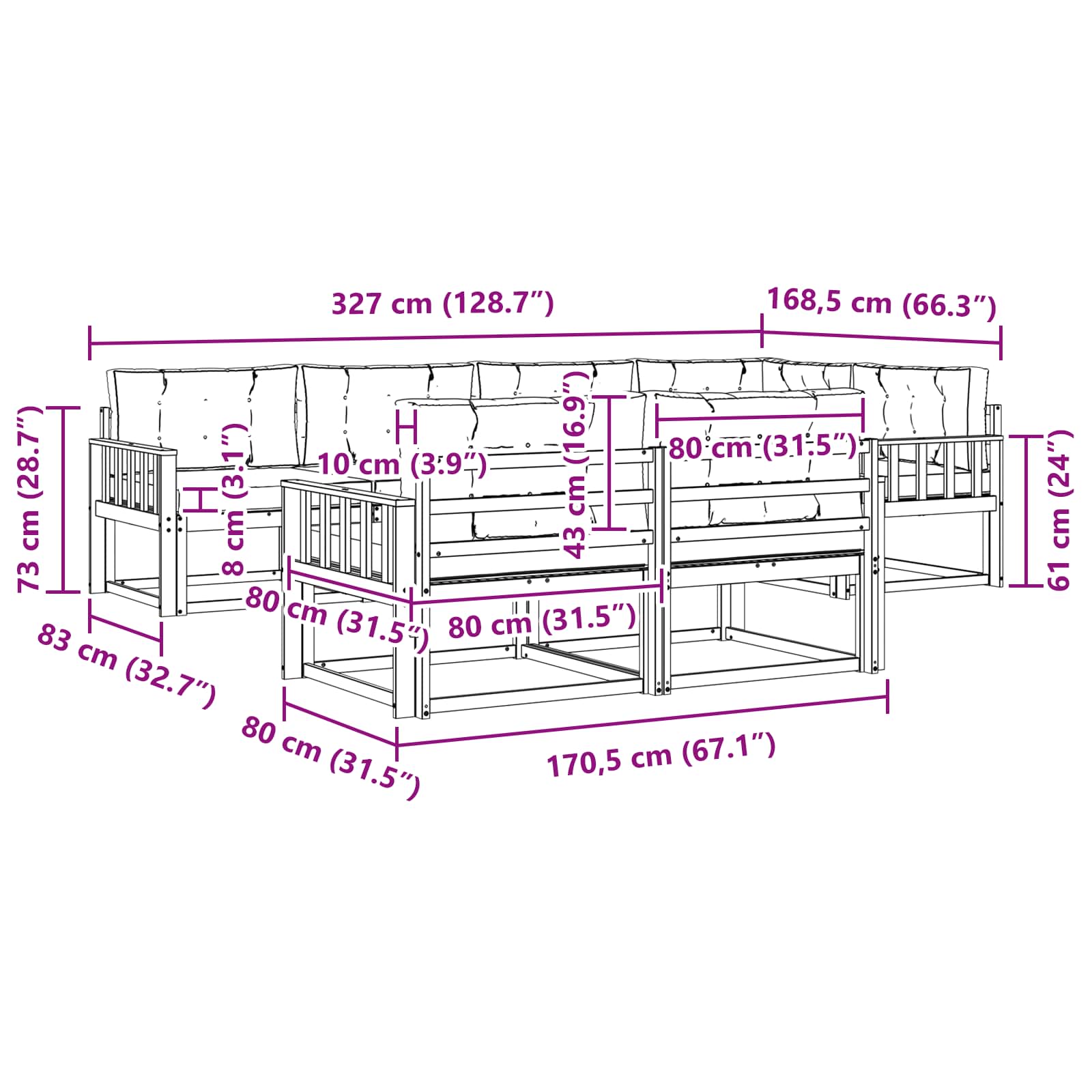 Outdoor-Sofagarnitur 8 stk. Natur und Anthrazit