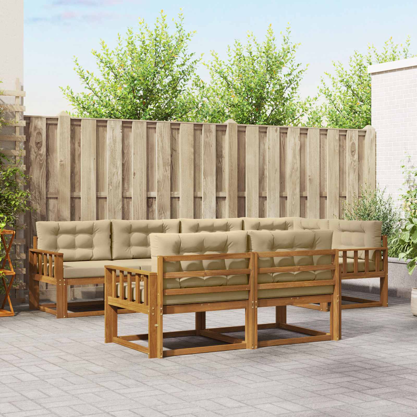 Outdoor-Sofagarnitur 8 stk. Natur und Beige