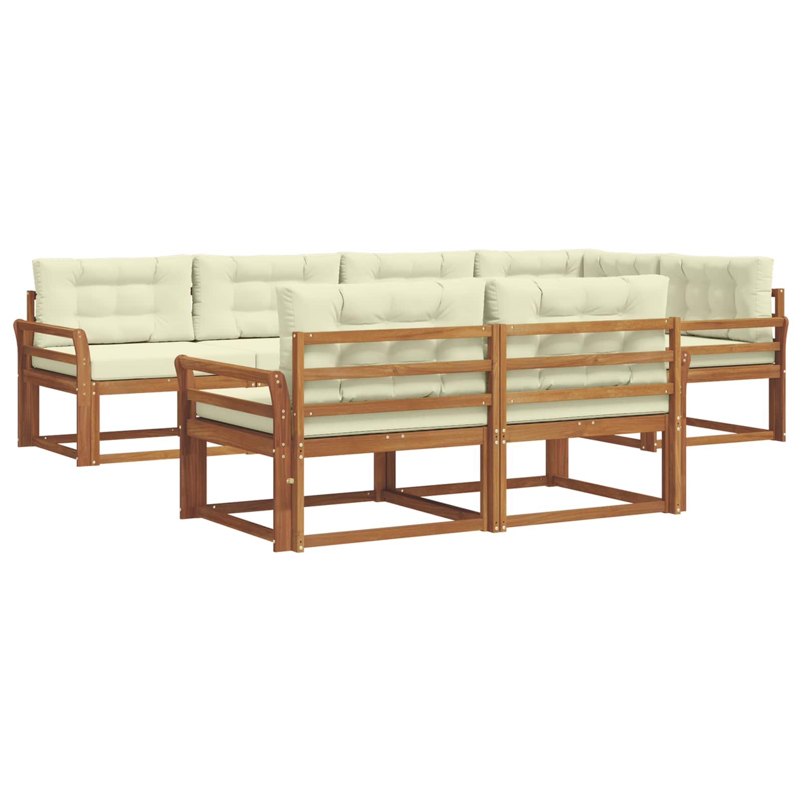 Outdoor-Sofagarnitur mit Kissen 7 pcs Natur und Creme