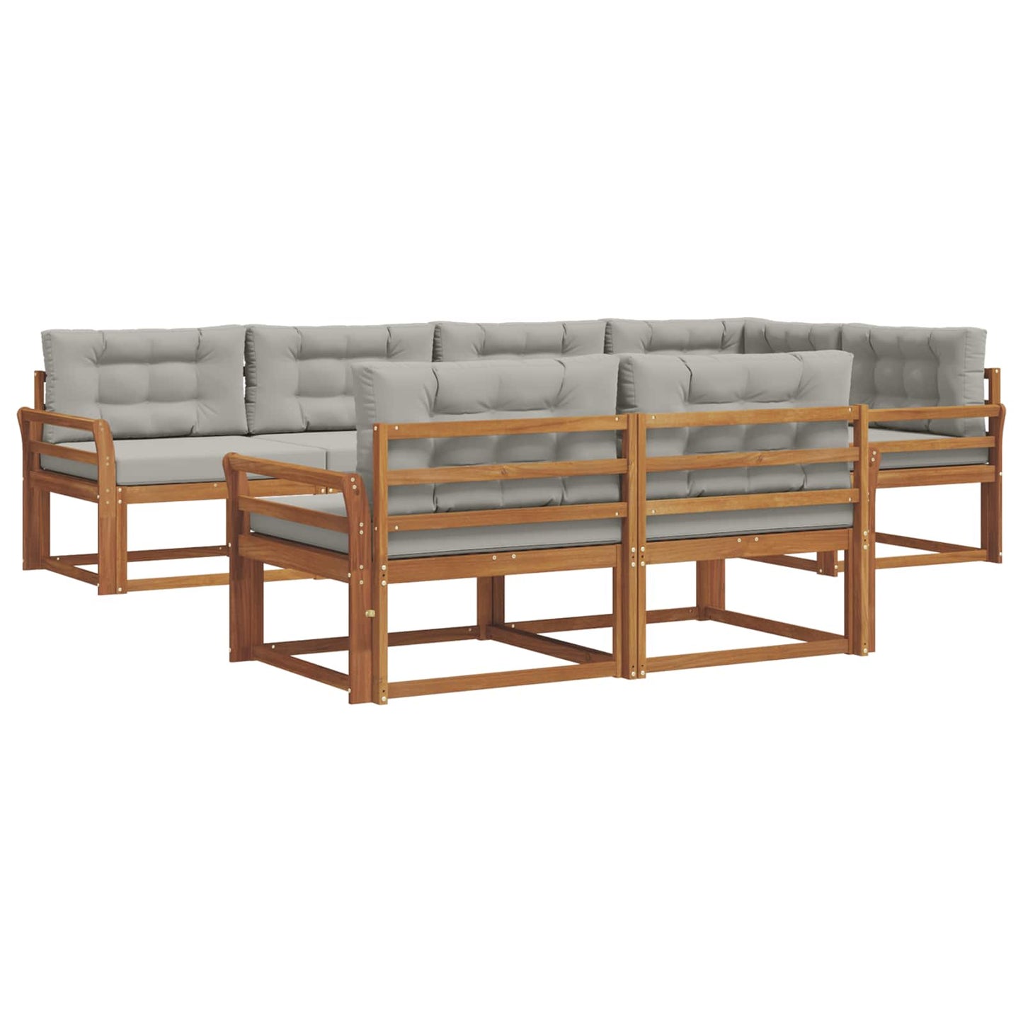 Outdoor-Sofagarnitur mit Kissen 7 pcs Natürlich und Hellgrau