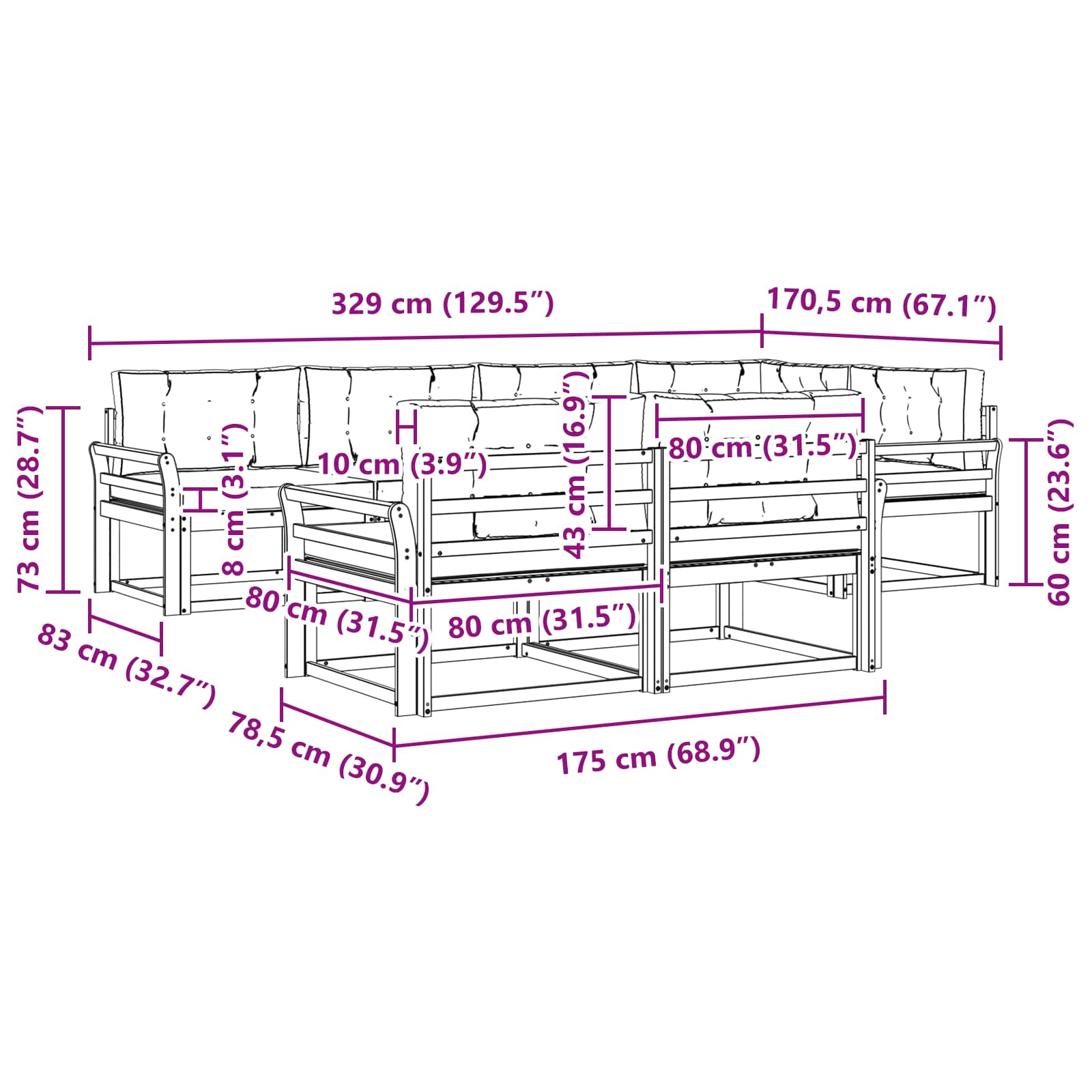 Outdoor-Sofagarnitur 8 stk. Natur und Anthrazit
