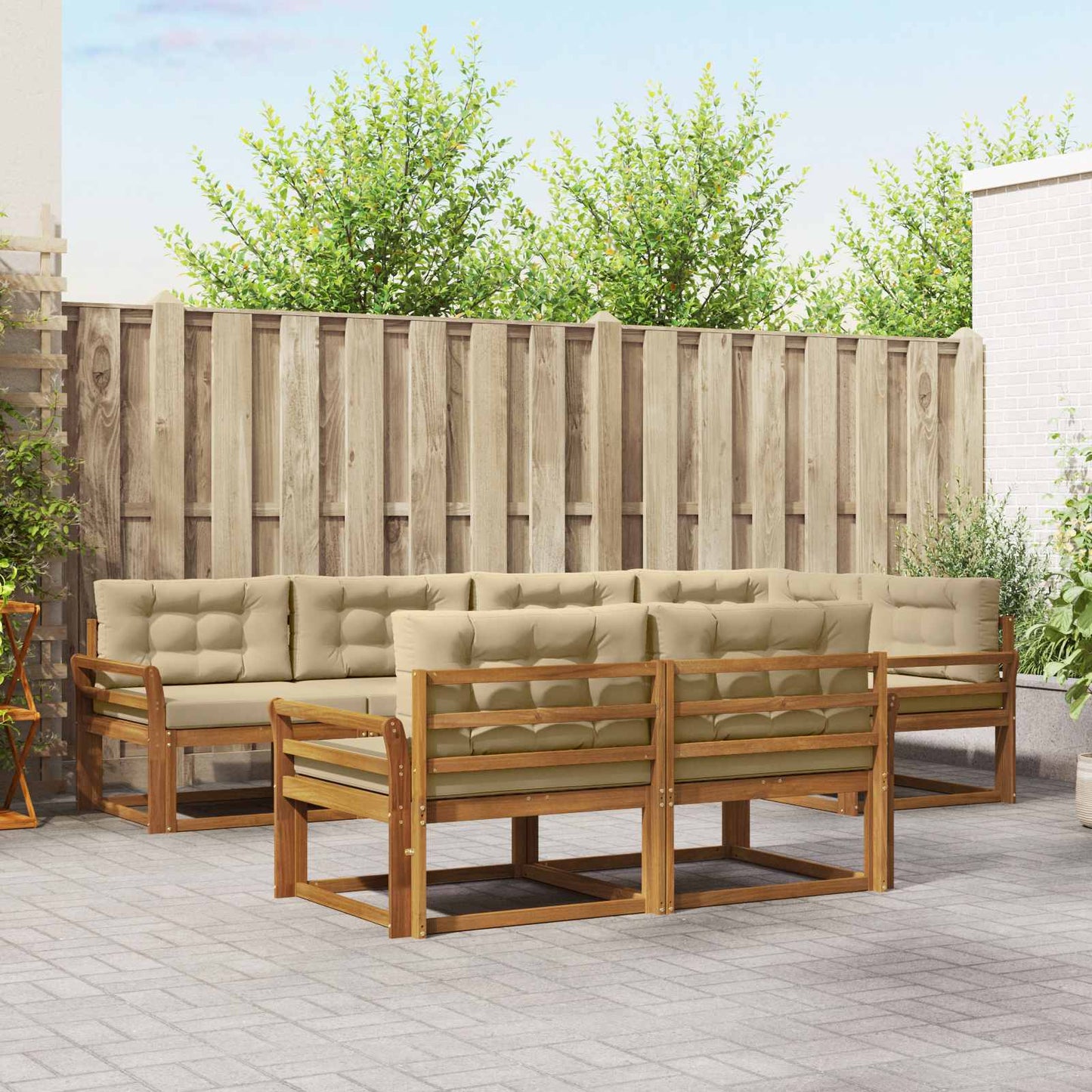 Outdoor-Sofagarnitur mit Kissen 7 pcs Natur und Beige