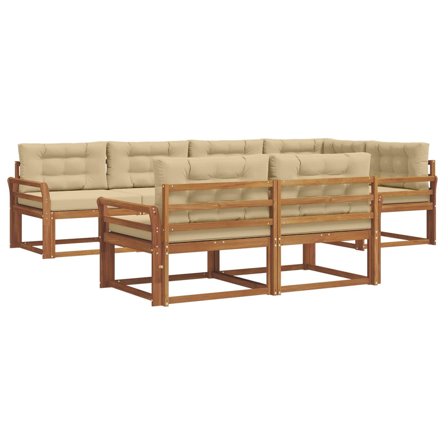 Outdoor-Sofagarnitur mit Kissen 7 pcs Natur und Beige