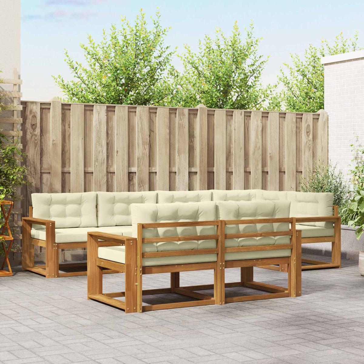 Outdoor-Sofagarnitur 8 stk. Natur und Creme
