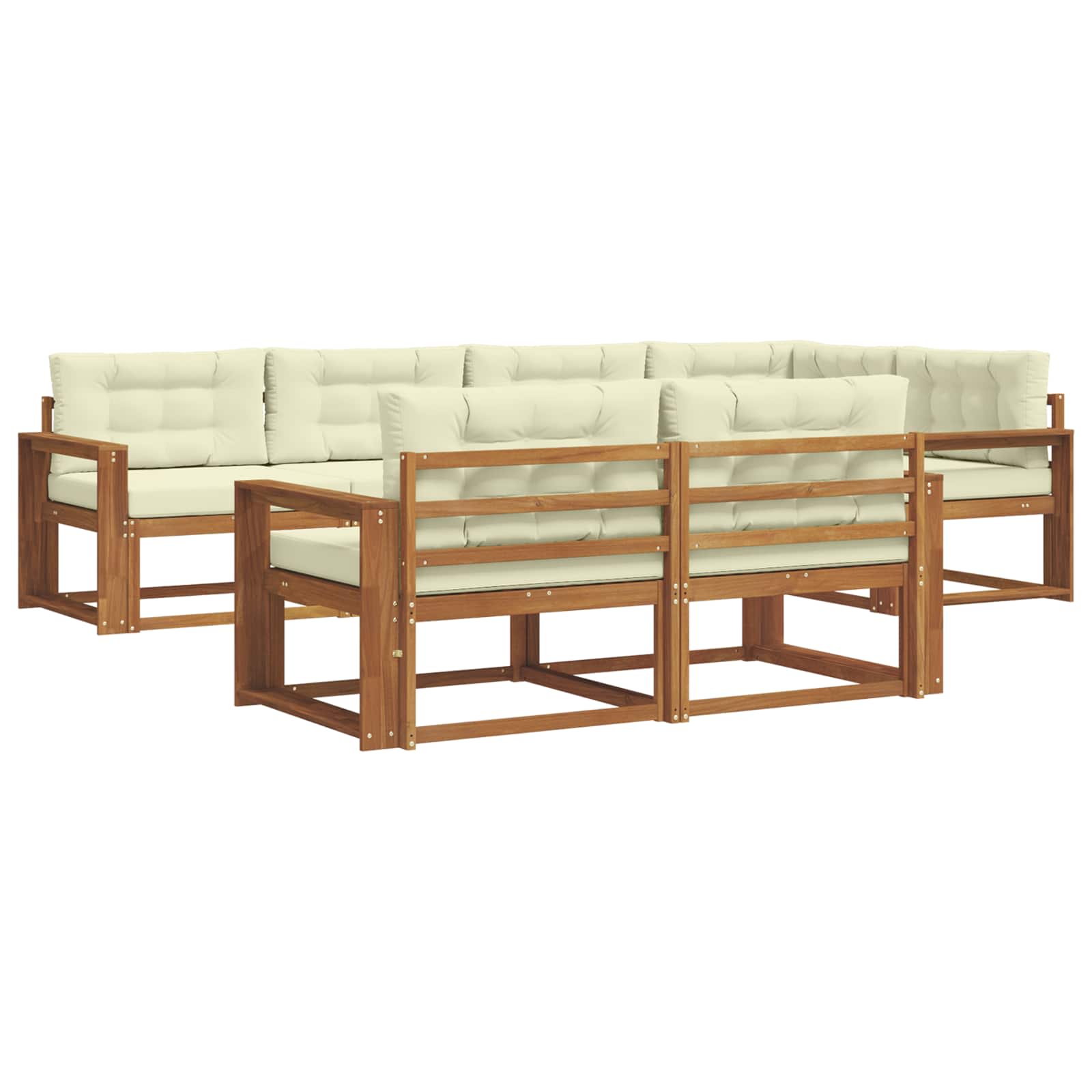Outdoor-Sofagarnitur mit Kissen 7 pcs Natur und Creme