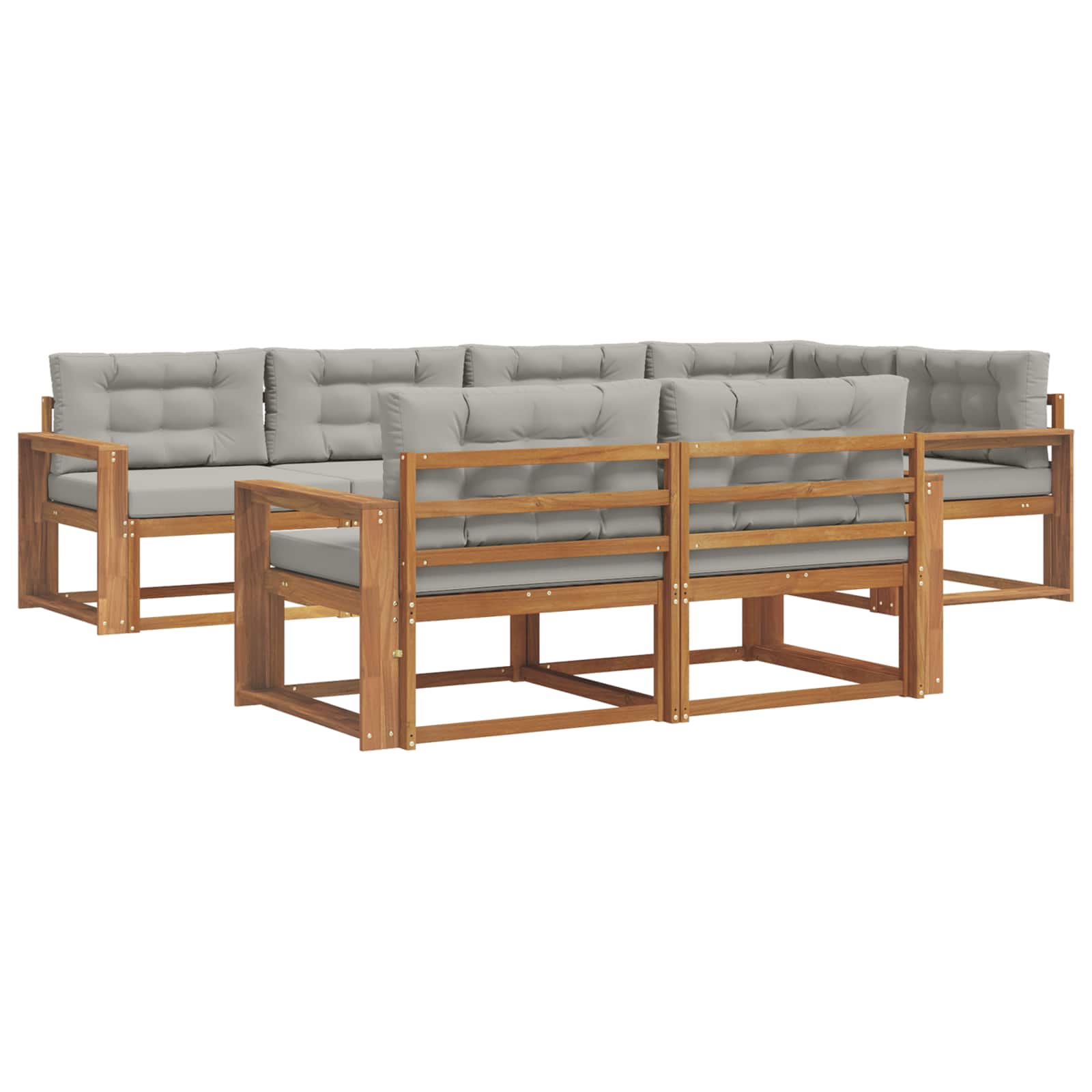 Outdoor-Sofagarnitur mit Kissen 7 pcs Natürlich und Hellgrau
